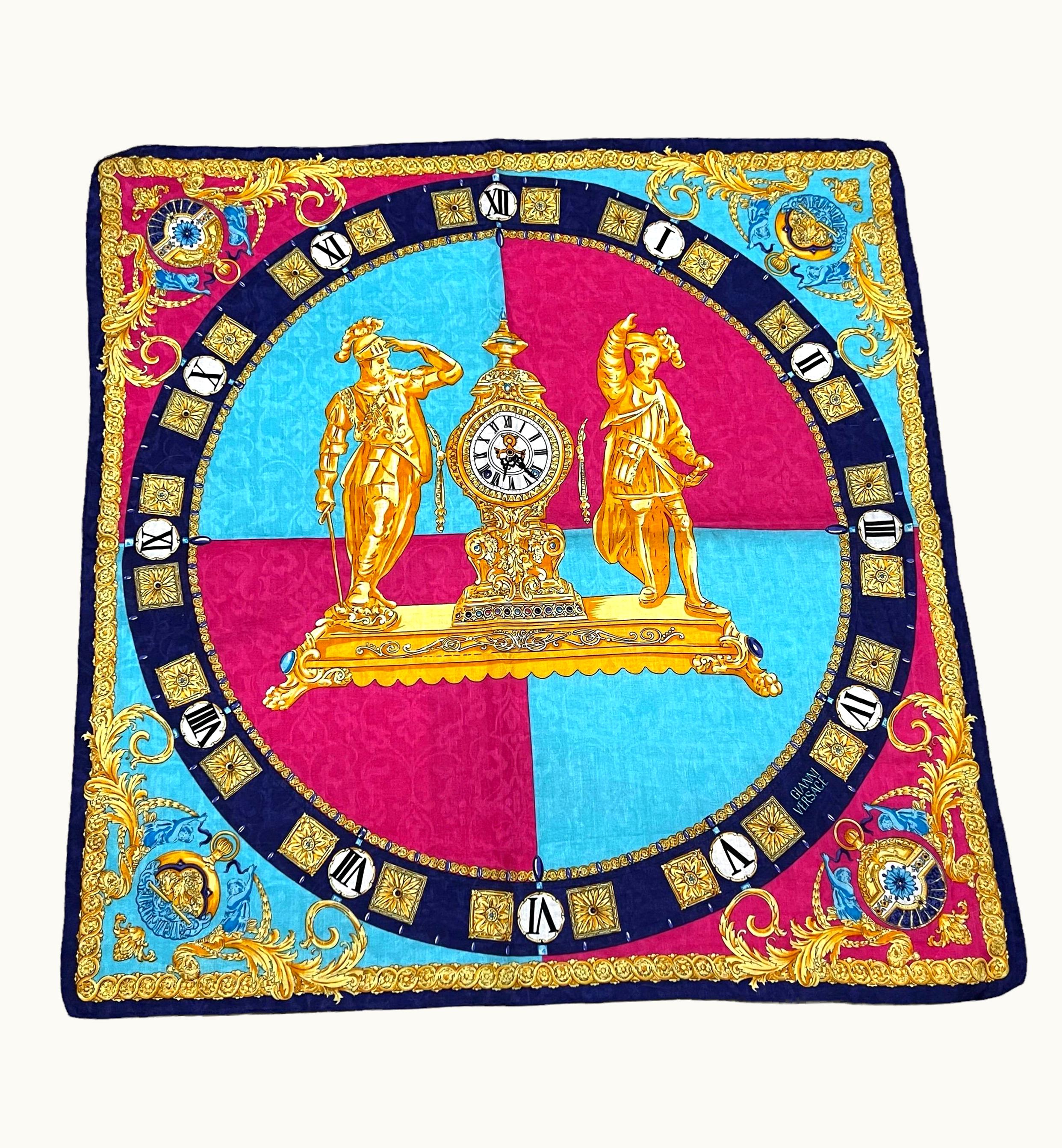 Gianni Versace Couture Gianni Versace Roman Clock Baroque Scarf Vintage 1990'