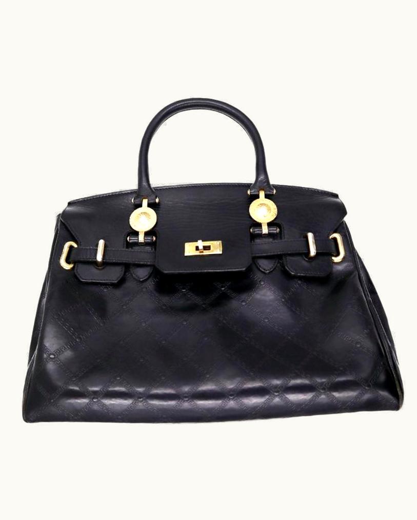 Gianni Versace Couture 1990' Gianni Versace Sunburst Birkins Women' Black Handbag Bag