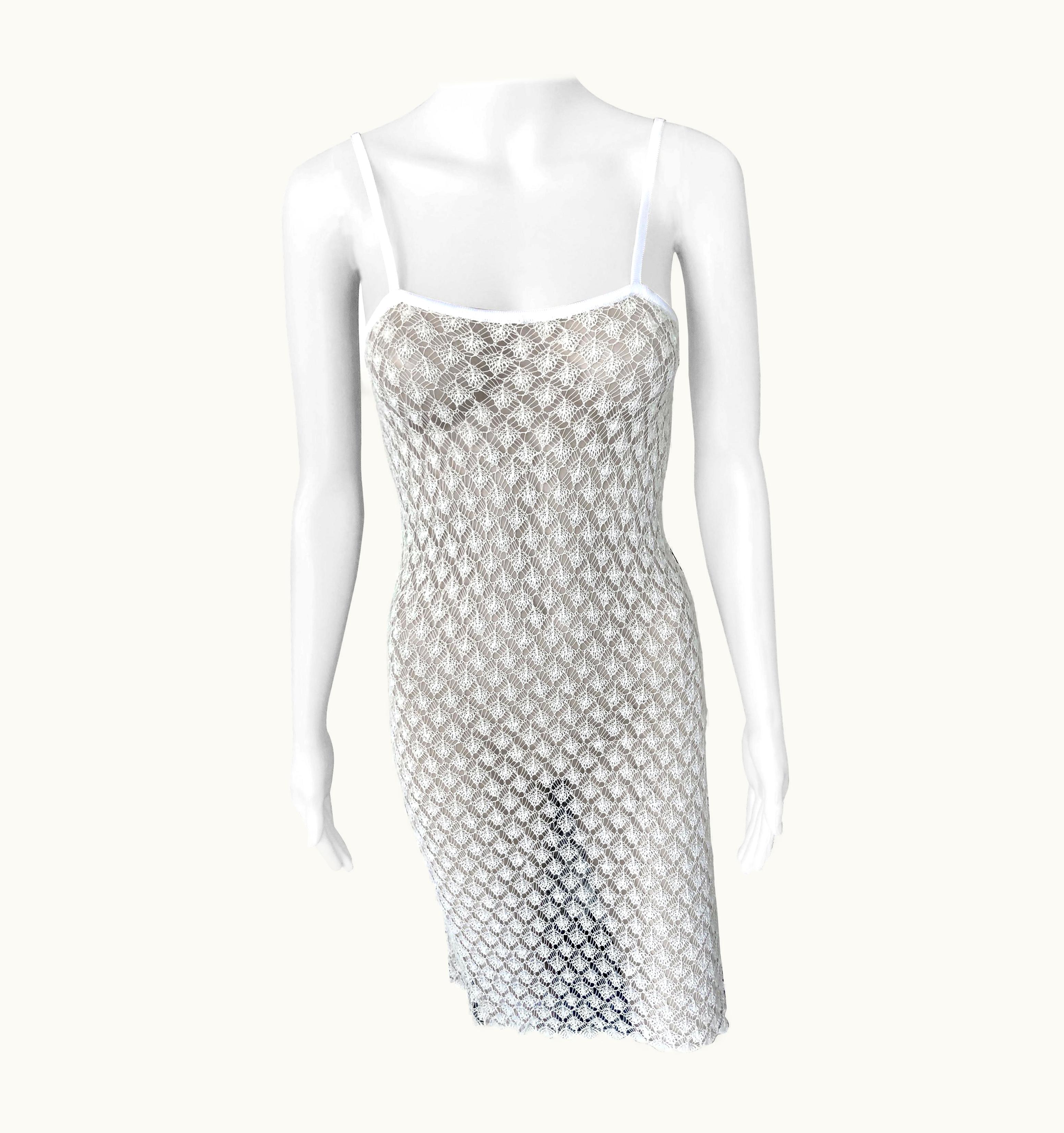 Versace Versace Classic 1990' Sheer Open Knit Ivory Dress