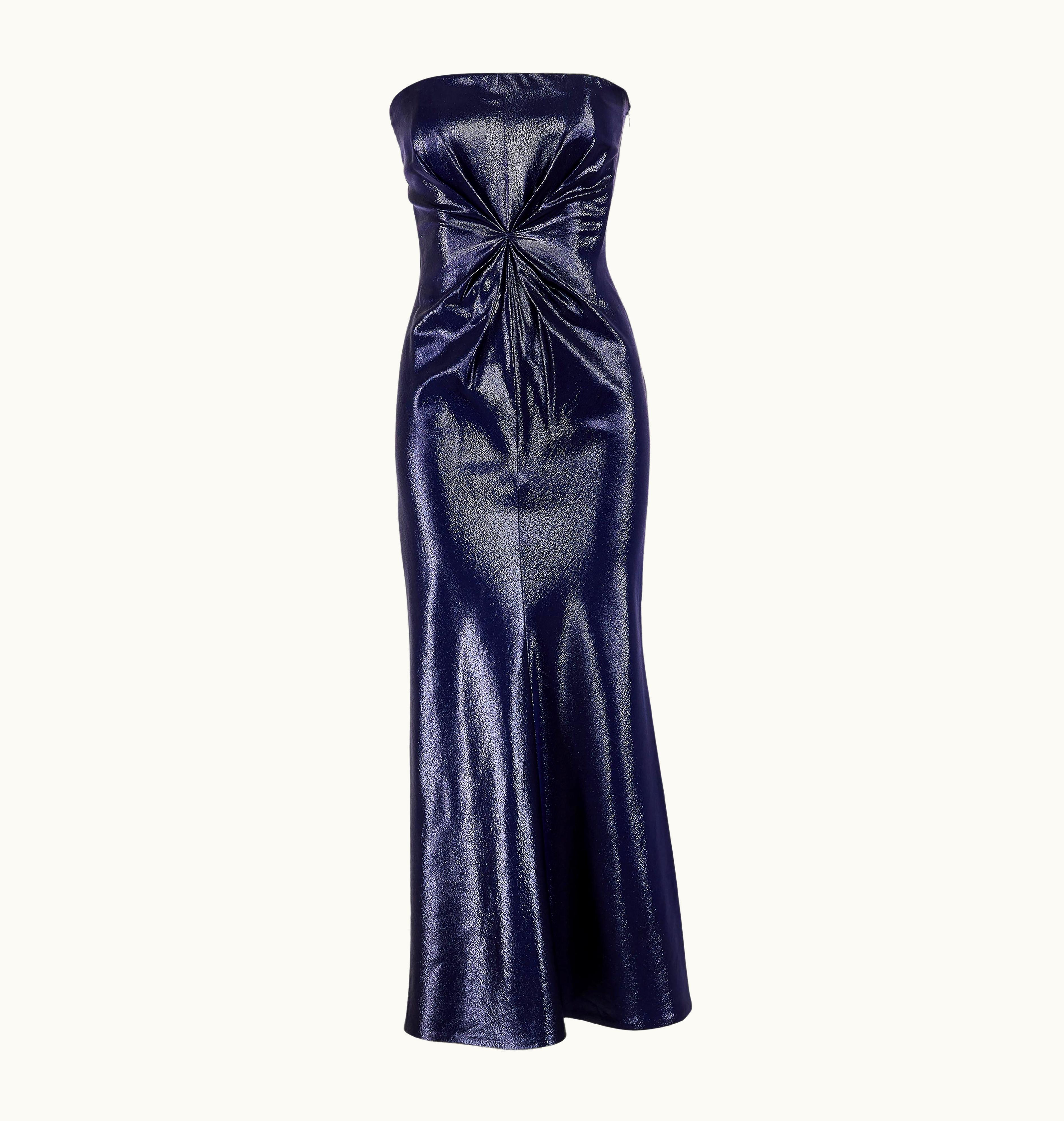 Gianni Versace Couture 1990' Gianni Versace Couture Midnight Blue Strapless Lurex Gown