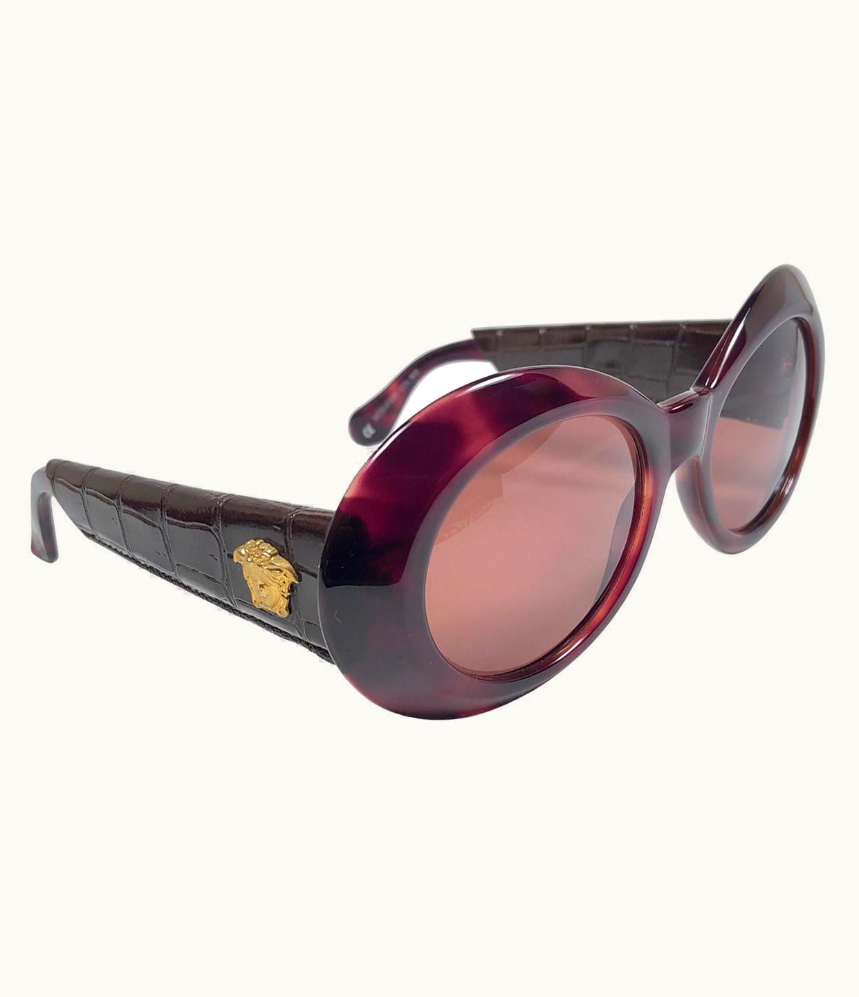 Gianni Versace Couture Vintage Gianni Versace 418 P Oval Tortoise Sunglasses 1990' Made In Italy