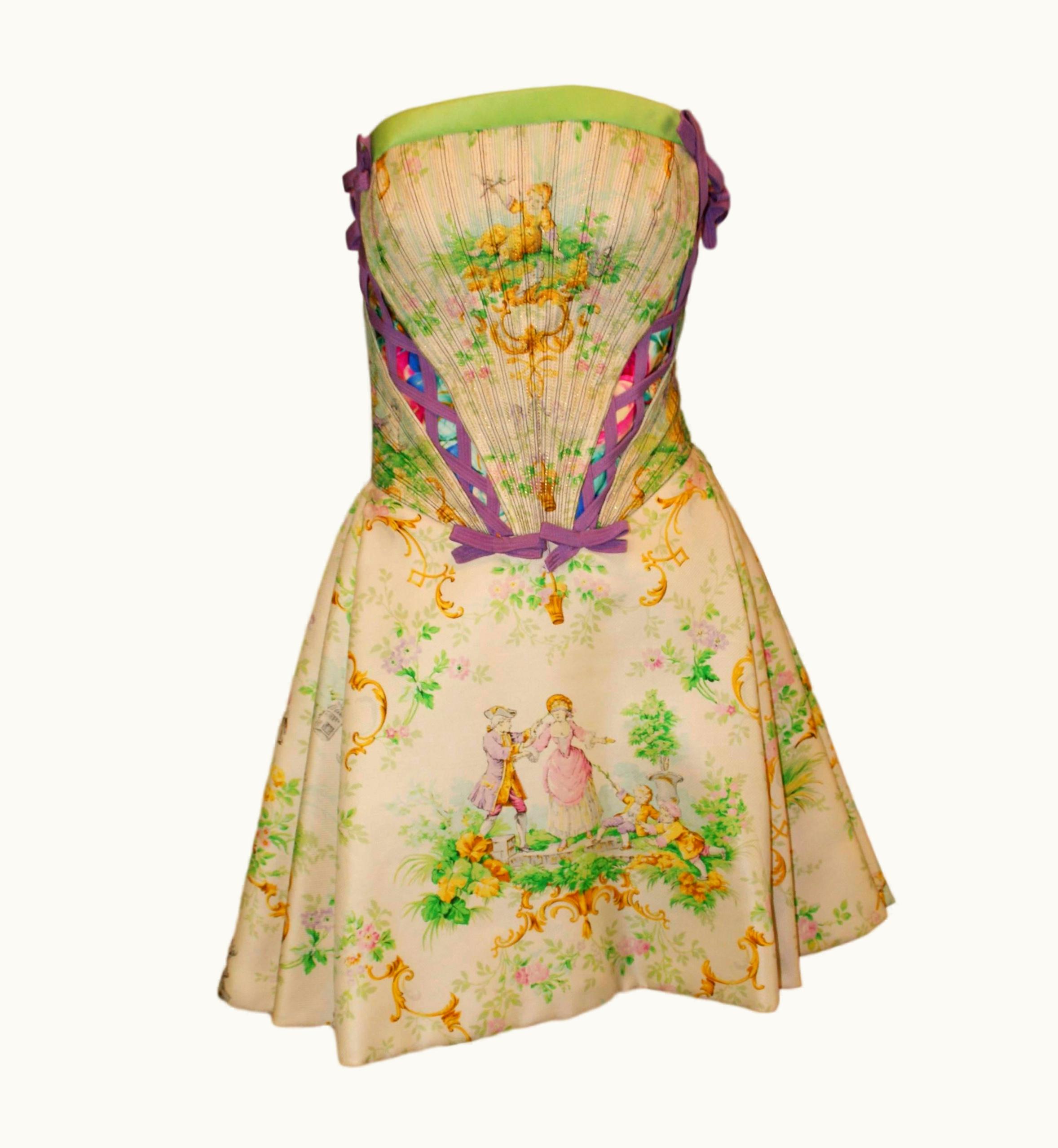 Gianni Versace Couture S/S 1992 Atelier Versace By Gianni Versace Strapless Bustier Mini Dress