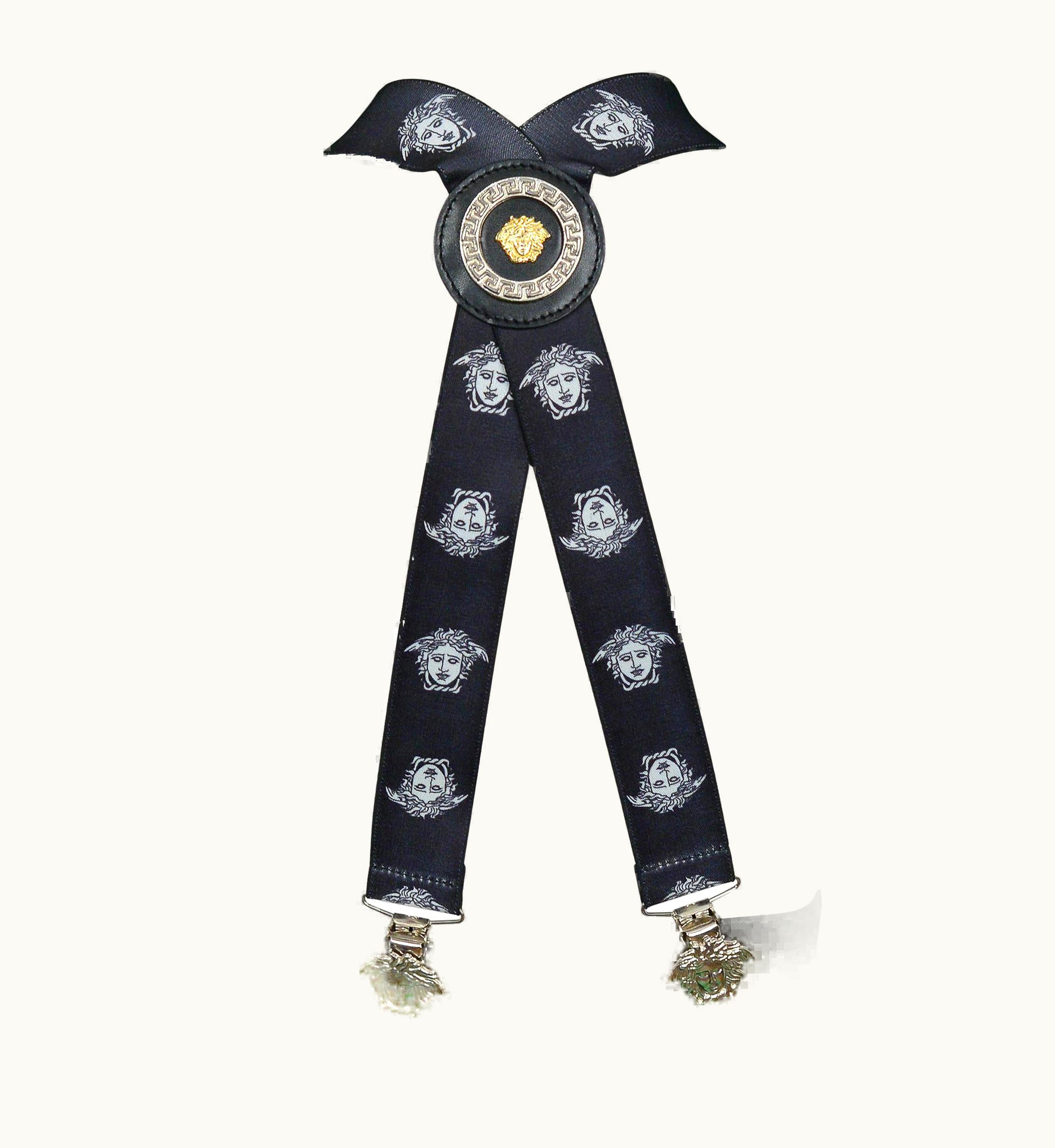 Versace Vintage Versace Black & White Medusa Suspenders