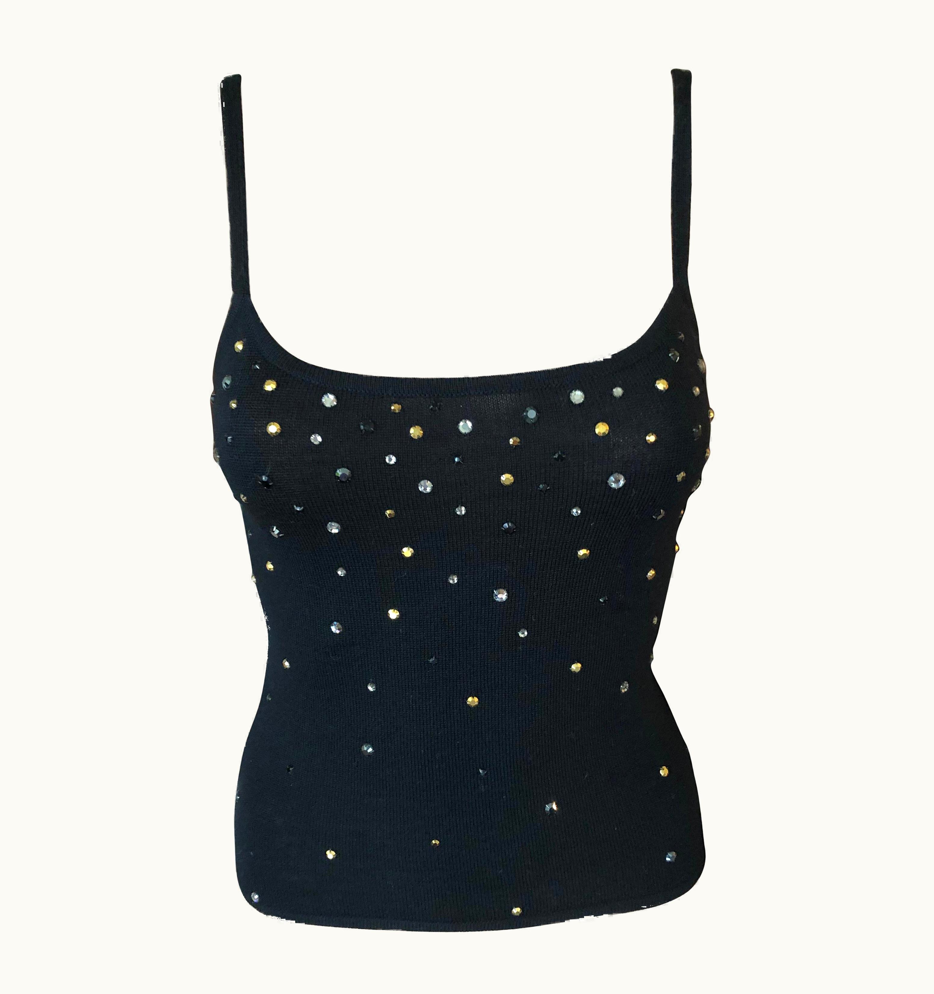 Gianni Versace Couture Gianni Versace Vintage Embellished Knit Black Top