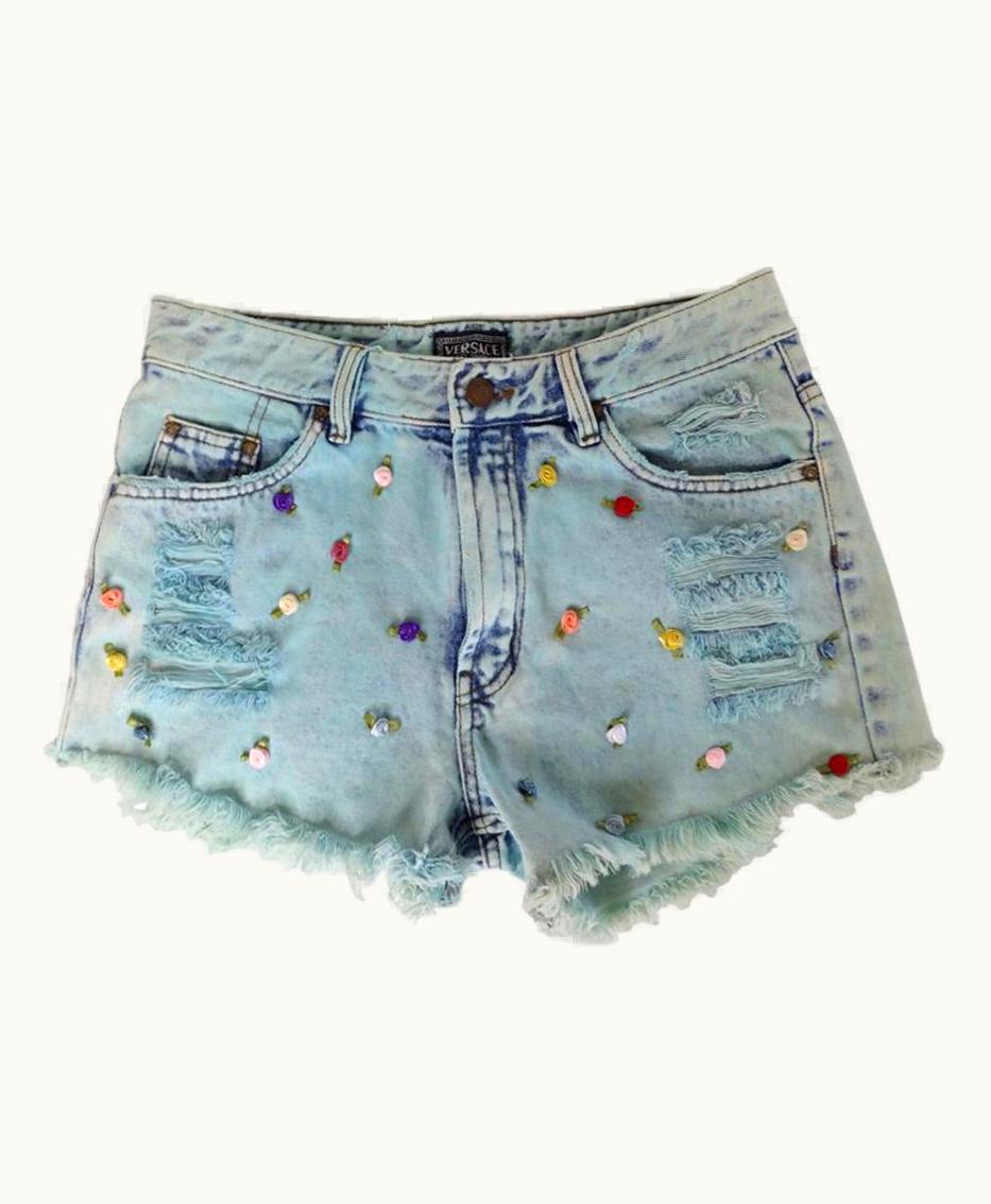 Versace Versace Jeans Couture Cutoff Shorts With Rosettes