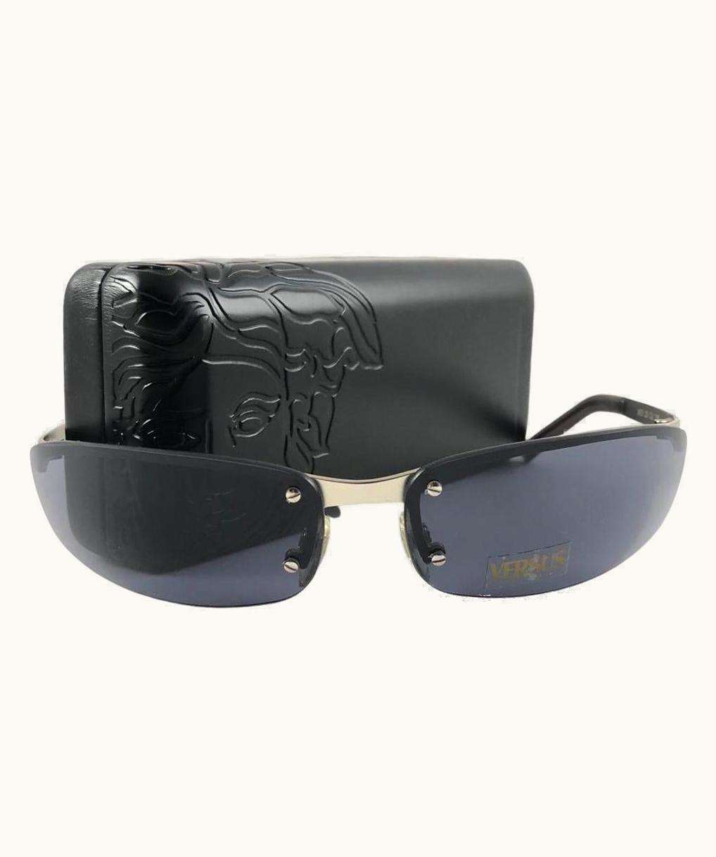 Versace Vintage Versus Versace Mod Half Frame Sunglasses 1990' Made In Italy Y2k