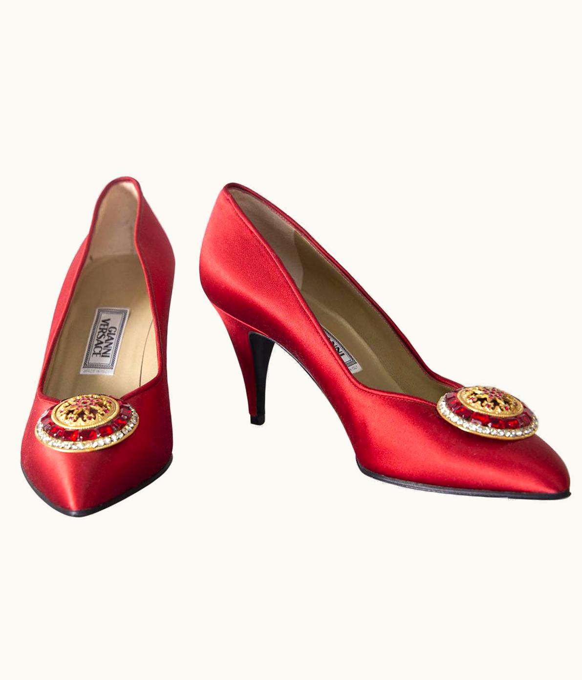 Gianni Versace Couture Gianni Versace Vintage Red Shoes With Jewel