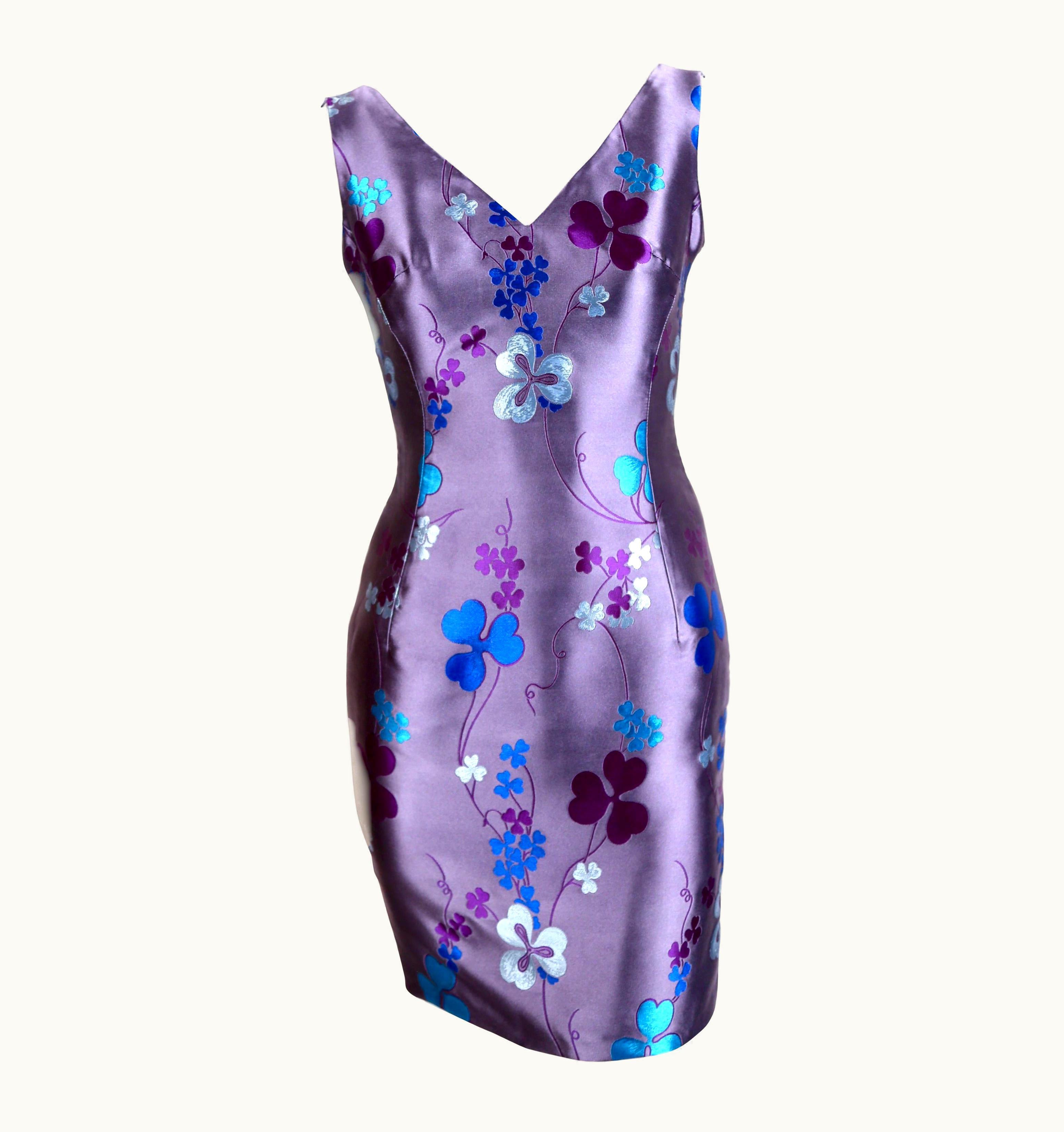 Versace 1998 Atelier Versace Couture Silk Floral Mini Runway Dress