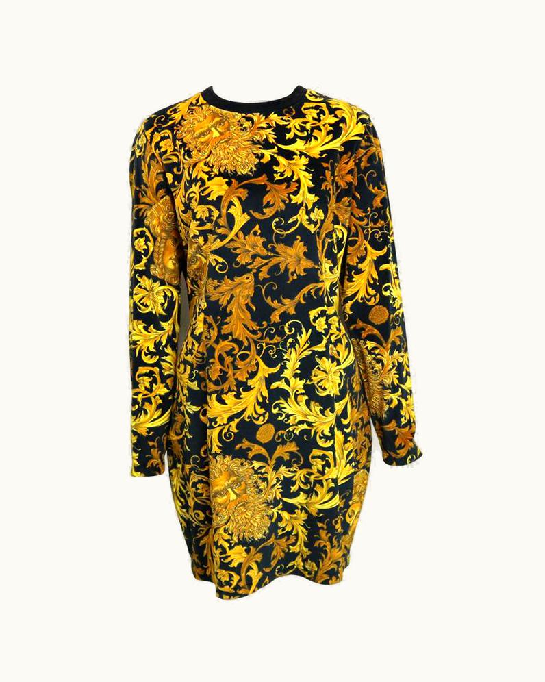 Gianni Versace Couture Gianni Versace Jeans Couture Gold Medusa Velour Dress