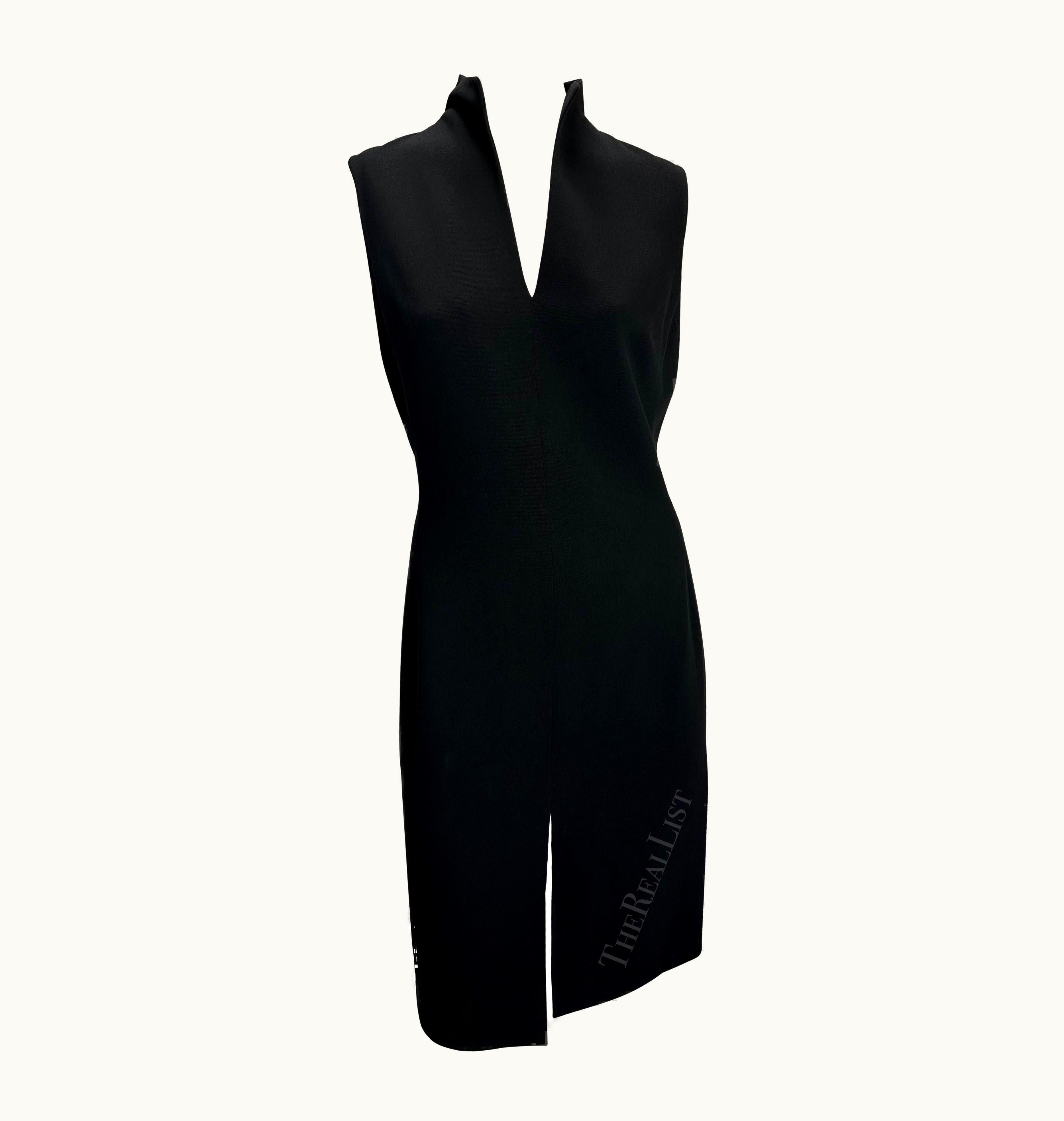 Gianni Versace Couture 1998 Gianni Versace By Donatella Sleeveless Black Slit Shift Dress
