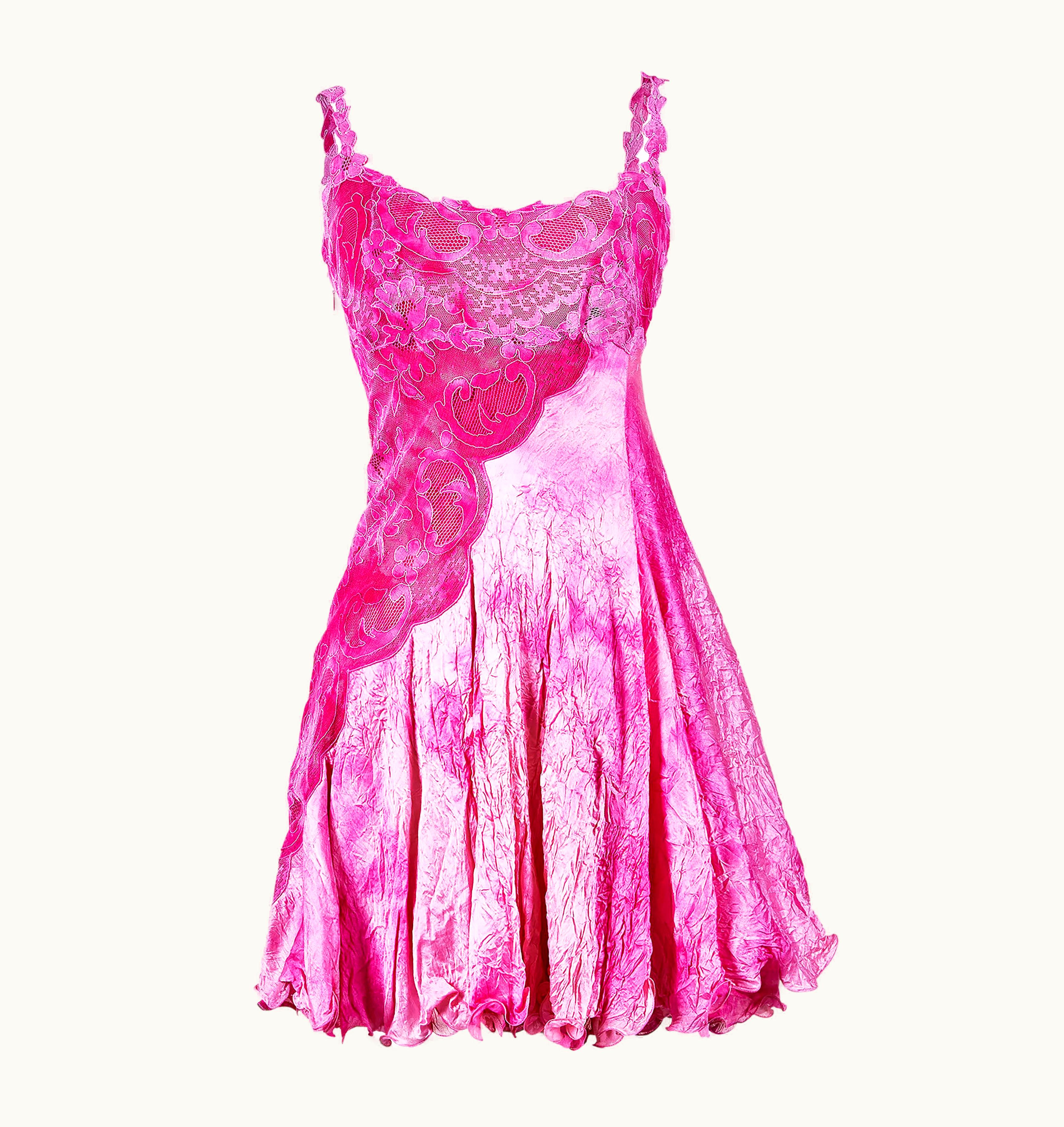 Gianni Versace Couture S/S 1994 Gianni Versace Pink Crinkle Mini Dress