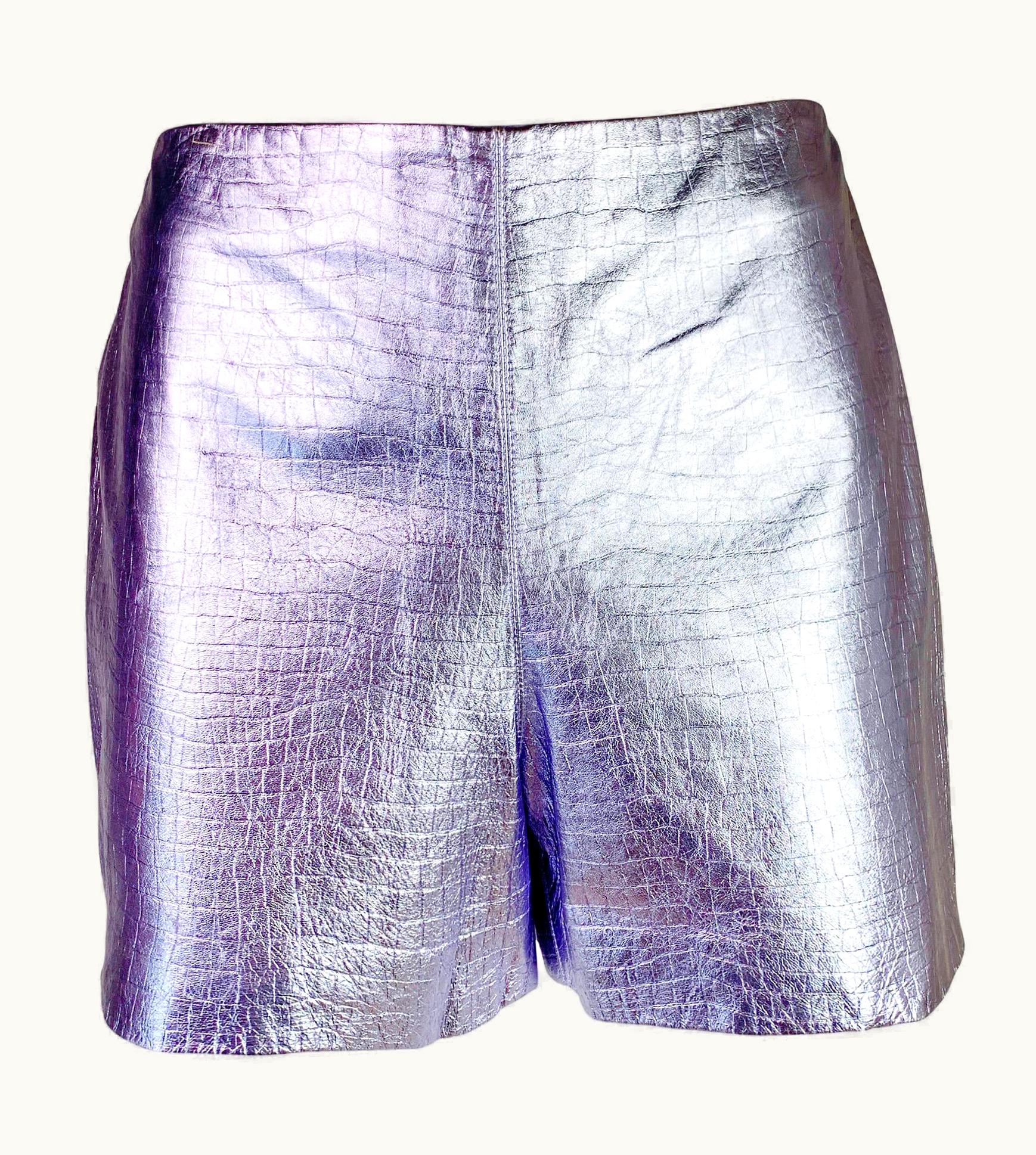 Gianni Versace Couture Gianni Versace Fall 1994 Metallic Leather Mini Shorts