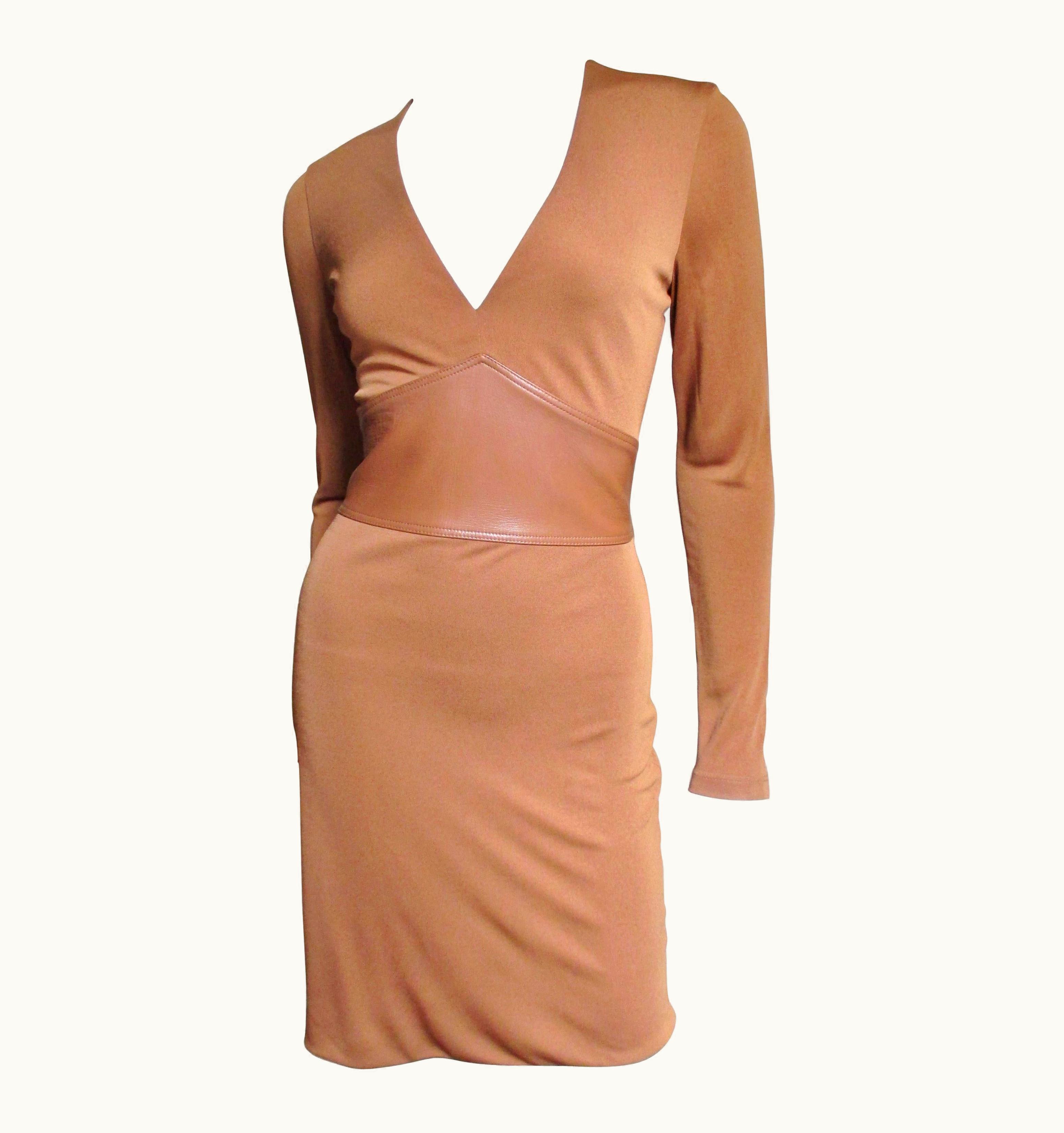 Gianni Versace Couture Gianni Versace Silk Jersey Dress With Leather Waist UZ0577974