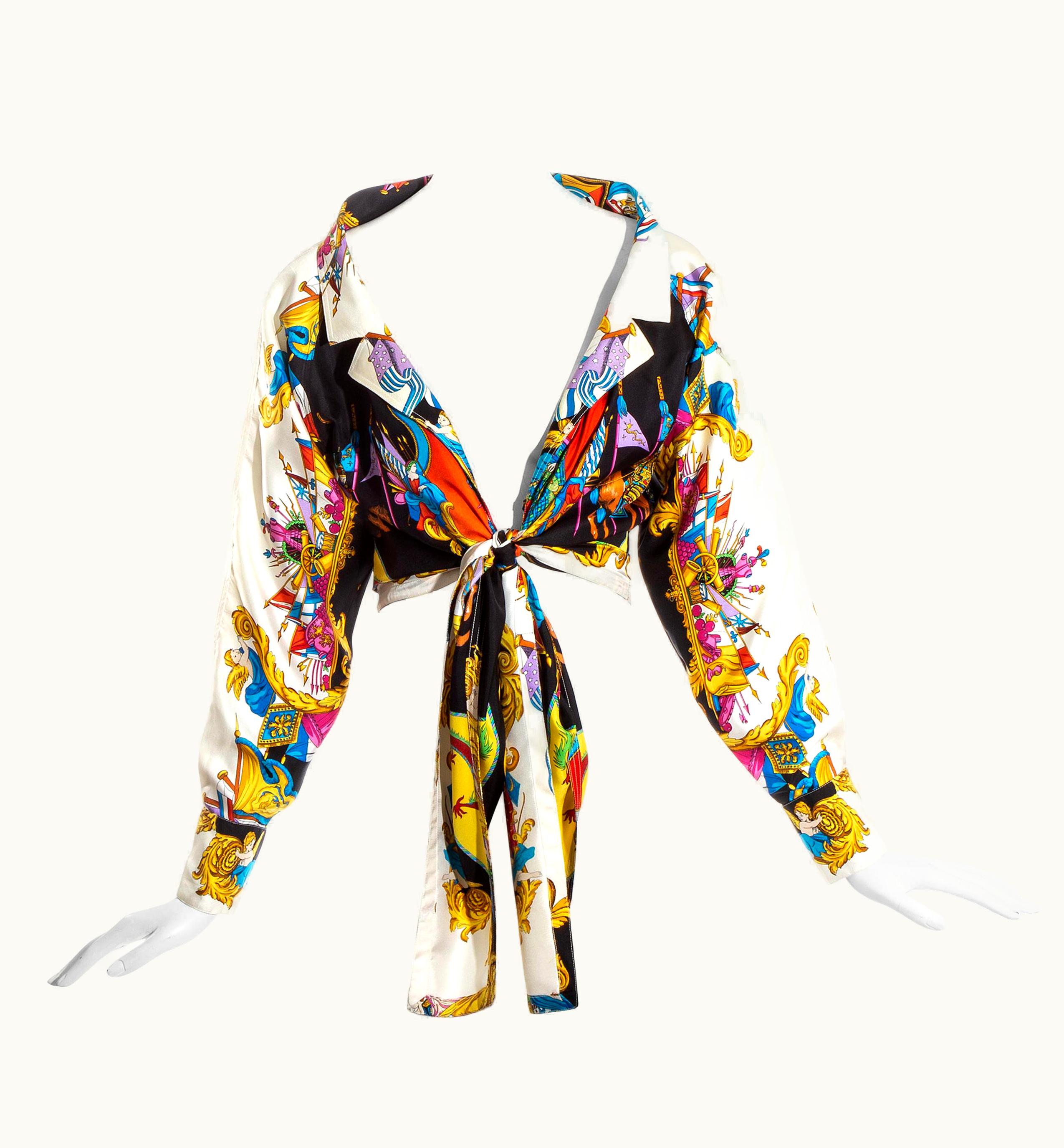 Gianni Versace Couture Gianni Versace Silk Off-shoulder Cropped Blouse, S/S 1993