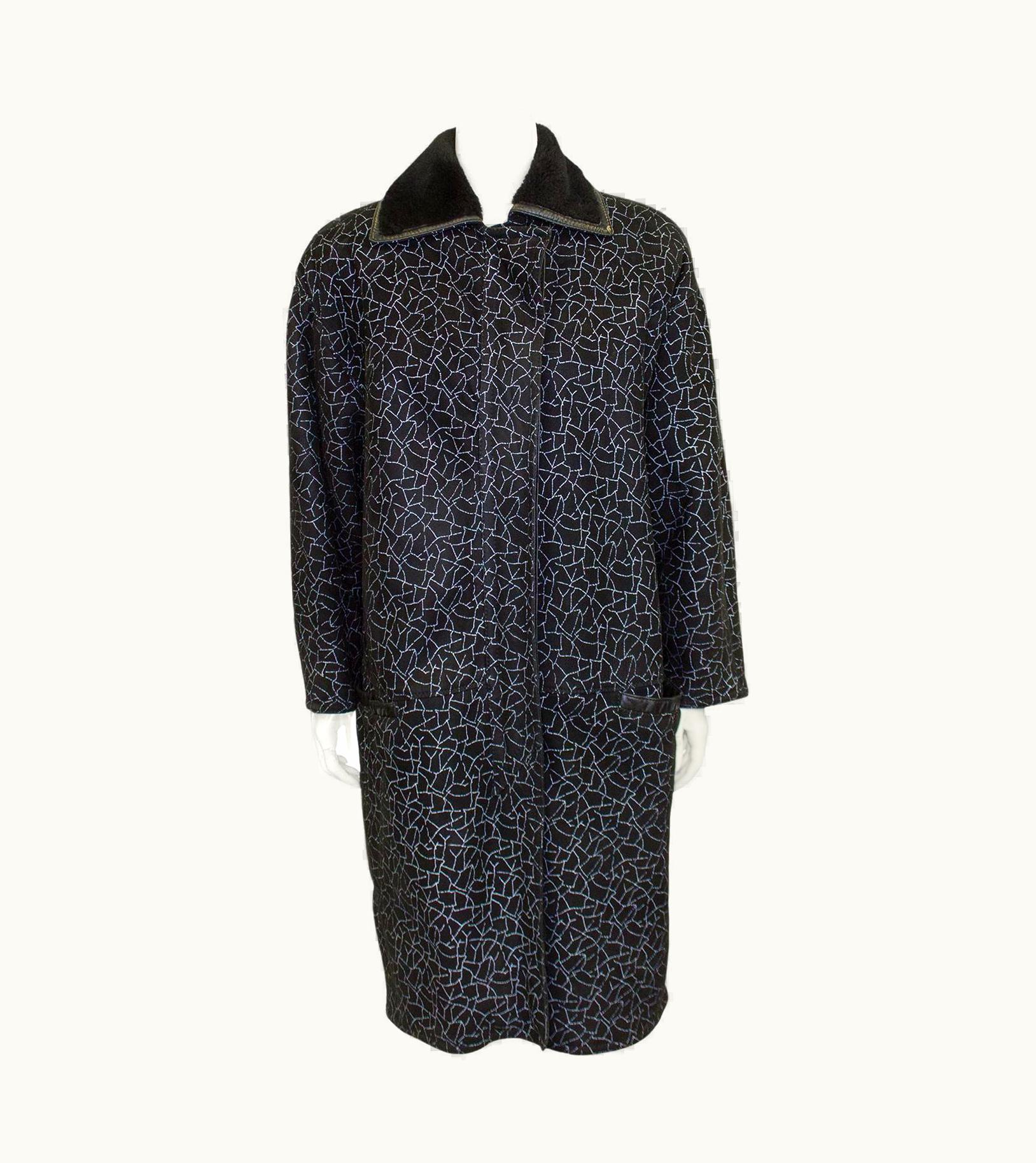 Gianni Versace Couture 1990s Gianni Versace Black And White Shearling Coat