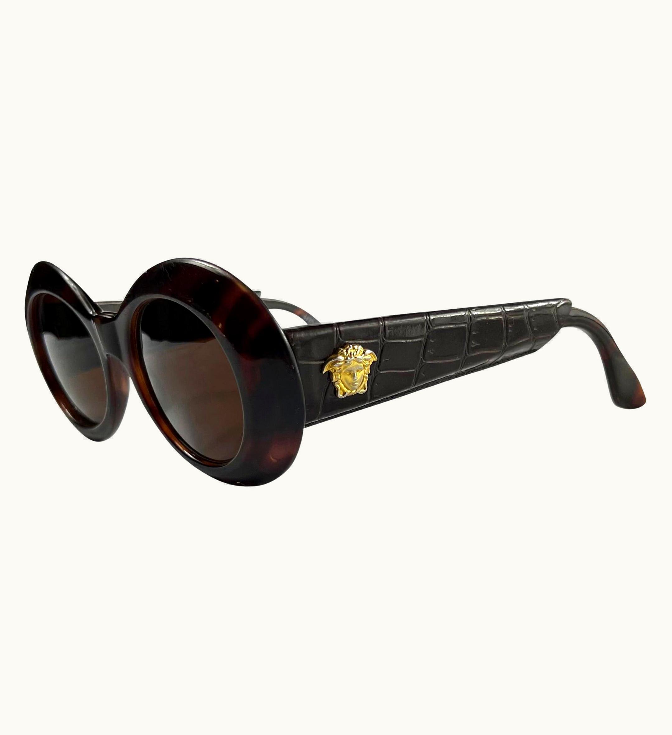 Gianni Versace Couture AW 1996 Gianni Versace Brown Crocodile Medusa Acetate Sunglasses