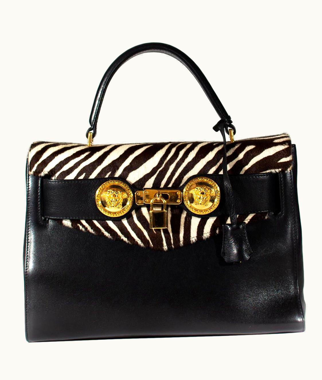 Gianni Versace Couture Gianni Versace Zebra Pony Hair Kelly Style 'Diana' Bag