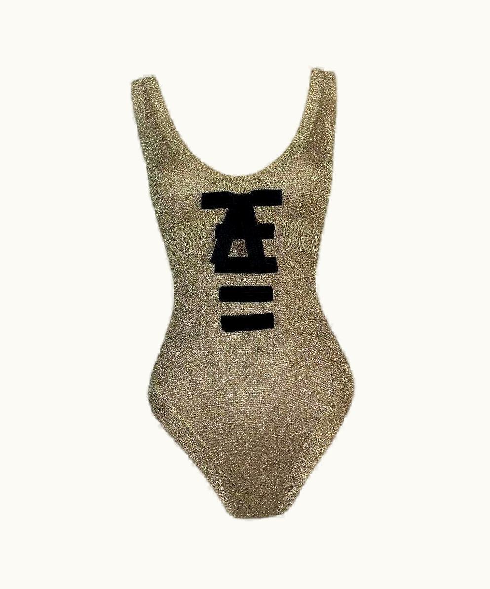 Gianni Versace Couture Vintage 1992 Gianni Versace Gold Faux Corset Bow Bodysuit Top