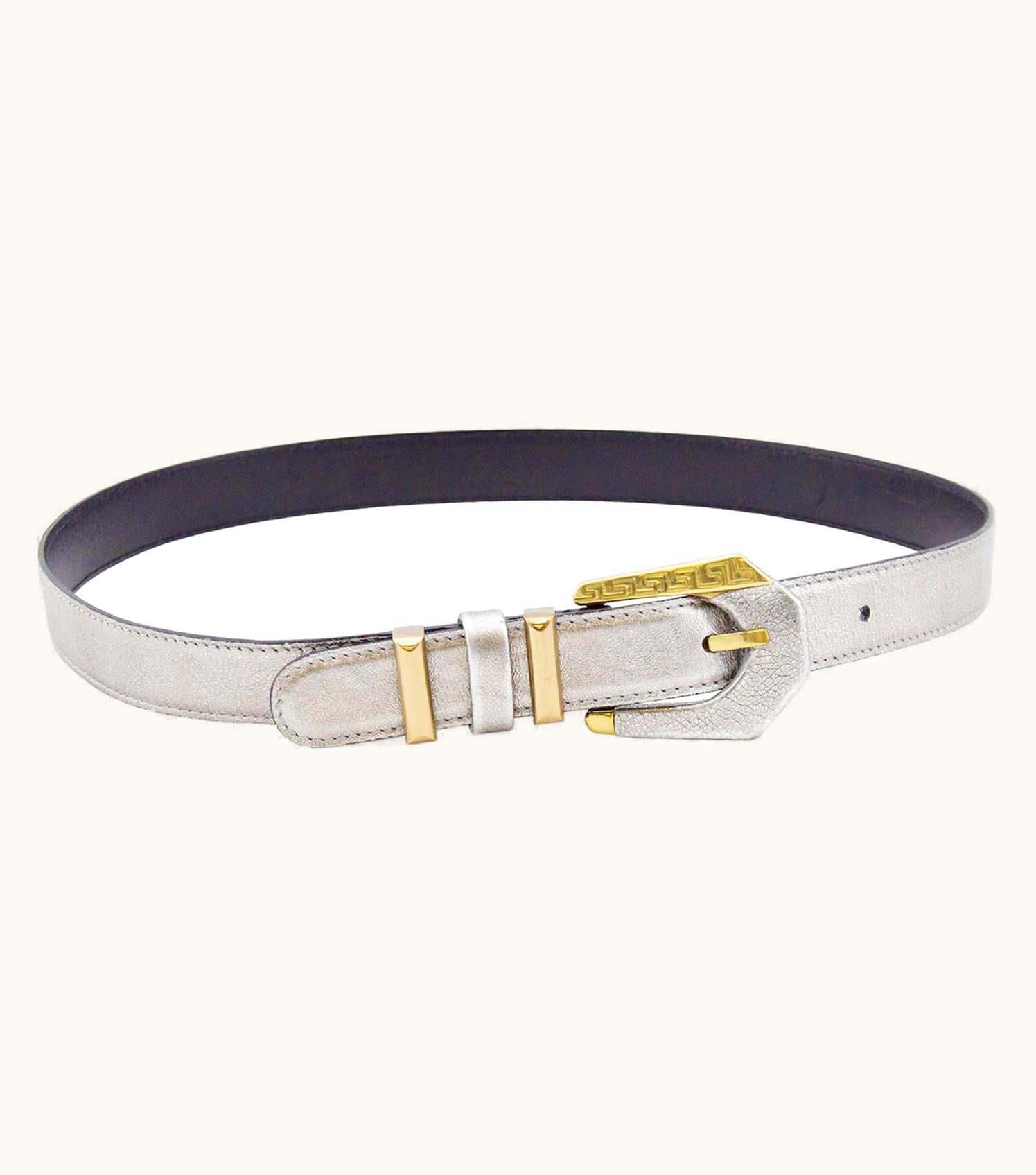 Gianni Versace Couture 1990s Gianni Versace Silver Leather And Gold Belt