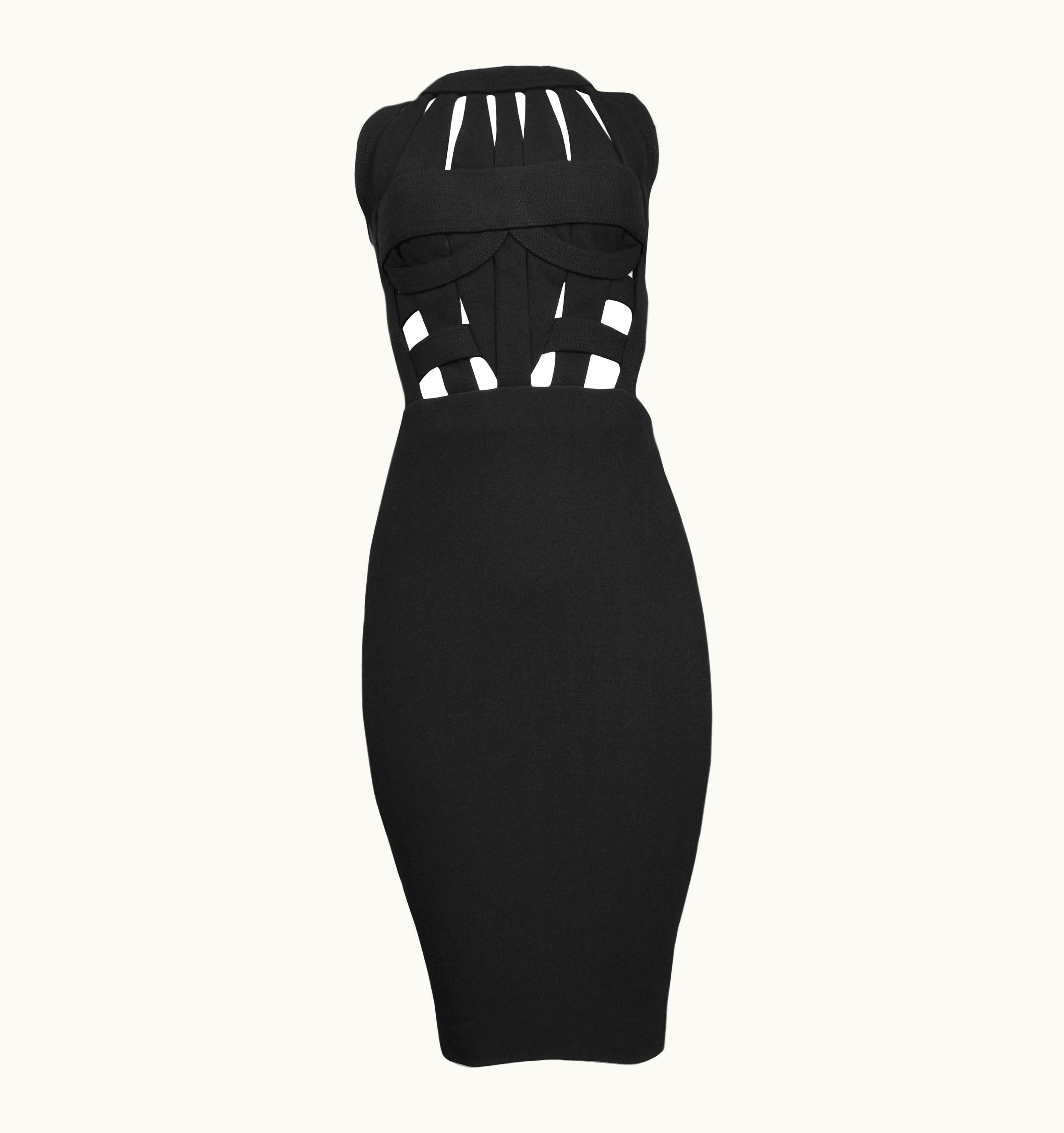 Gianni Versace Couture Gianni Versace Vintage Black Bondage Dress With Gold Hardware 1992