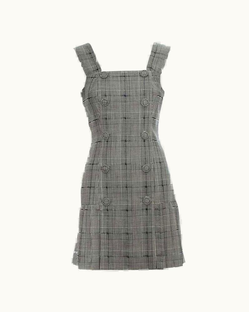 Gianni Versace Couture Gianni Versace Grey Checked Wool Pleated Pinafore Dress, S/S 1994