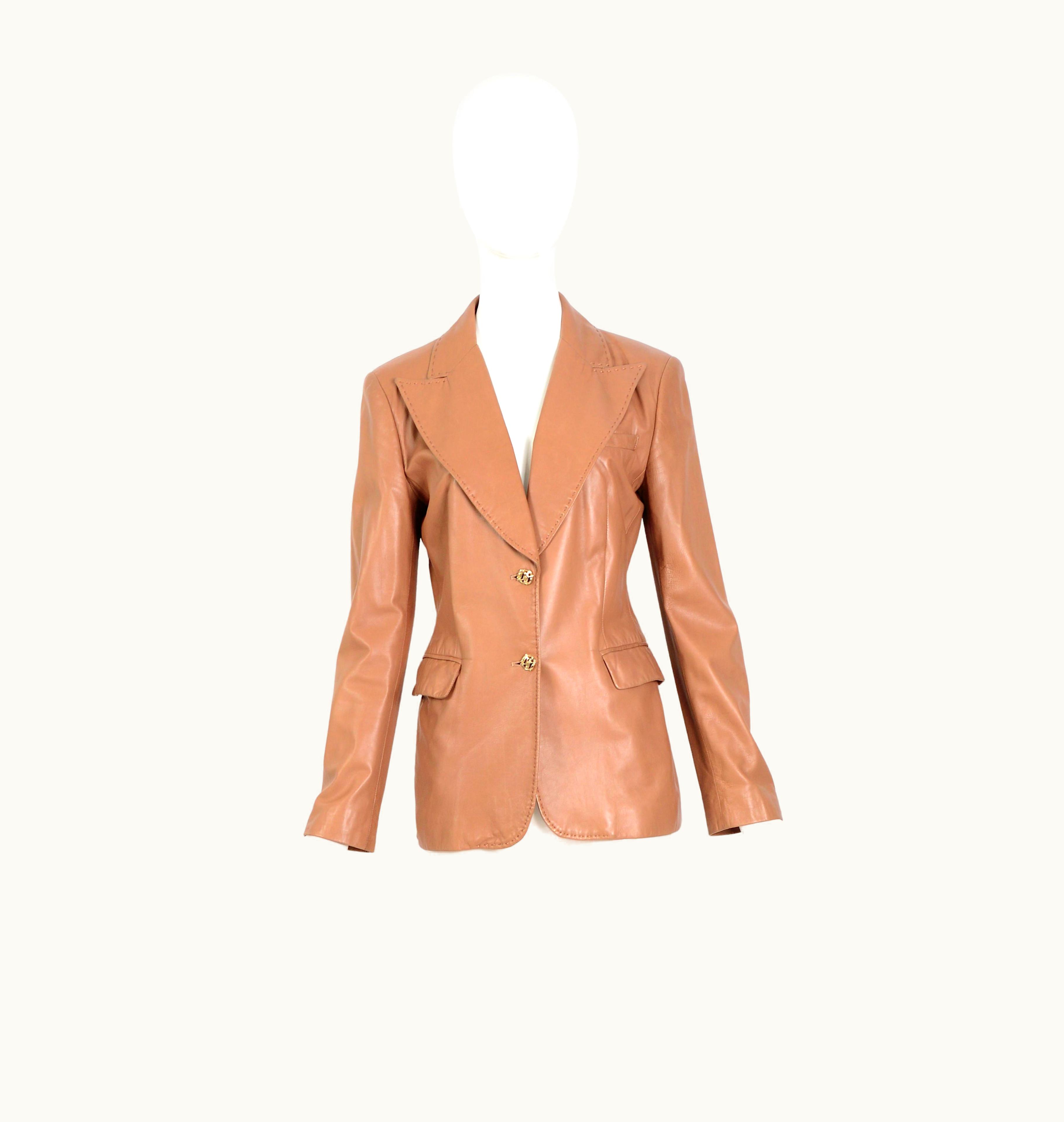 Gianni Versace Couture Vintage 1990s Gianni Versace Timeless Camel Soft Lambs Leather Jacket