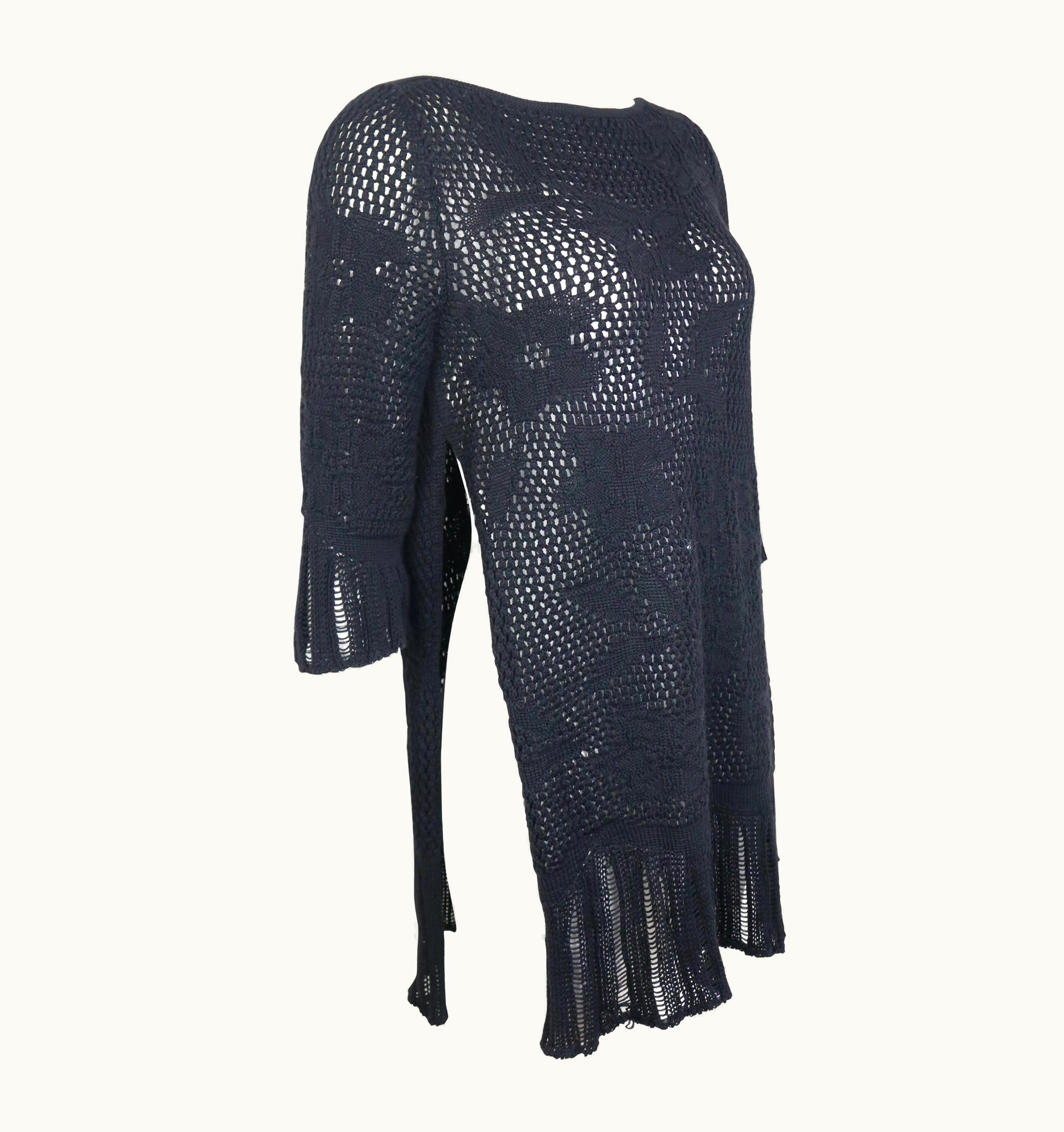 Gianni Versace Couture Gianni Versace Black Knitted Wool Side Silt Sweater