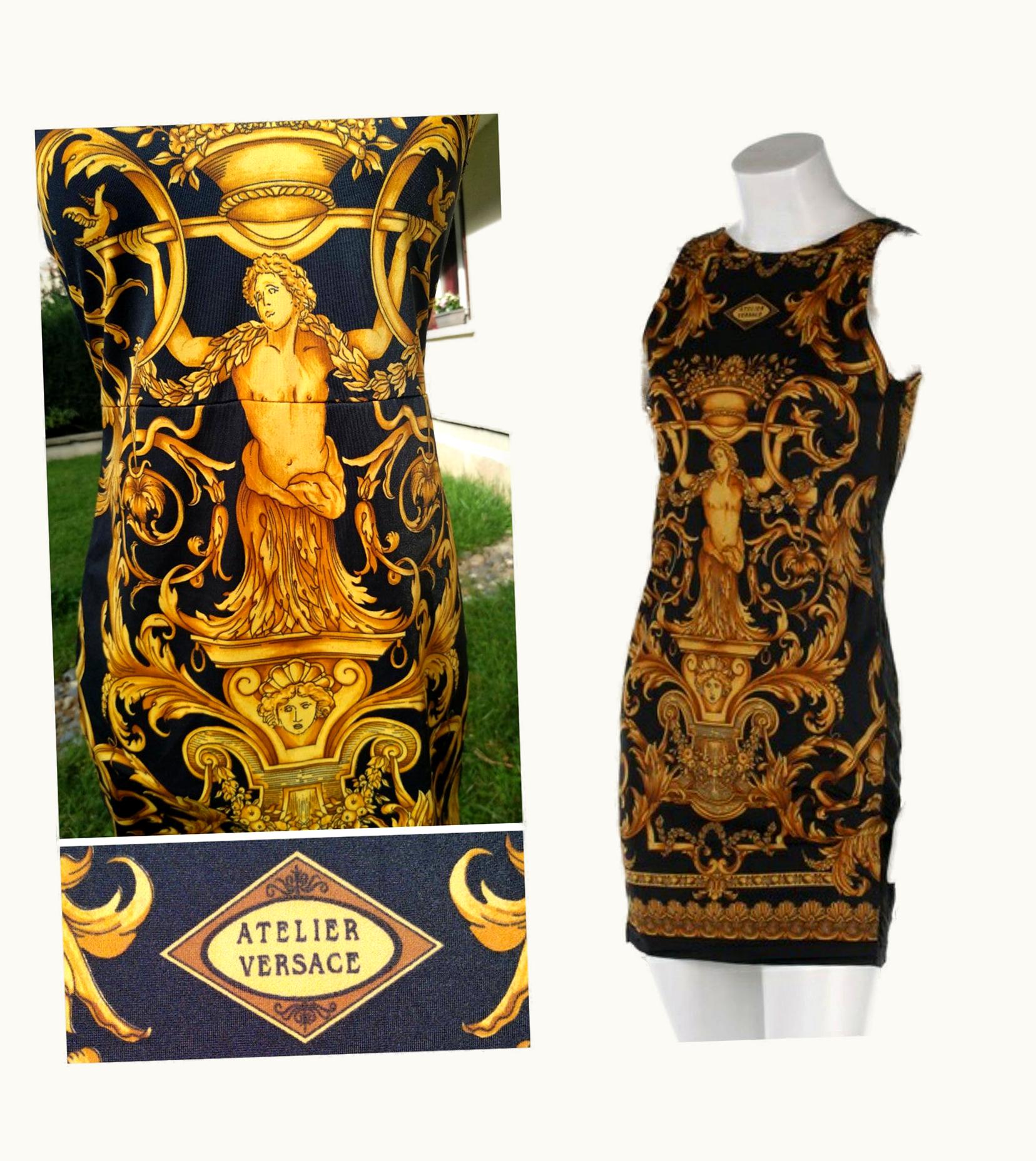 Gianni Versace Couture Iconic Atelier Gianni Versace Couture S/S 1992 Baroque Black Medusa Mini Dress
