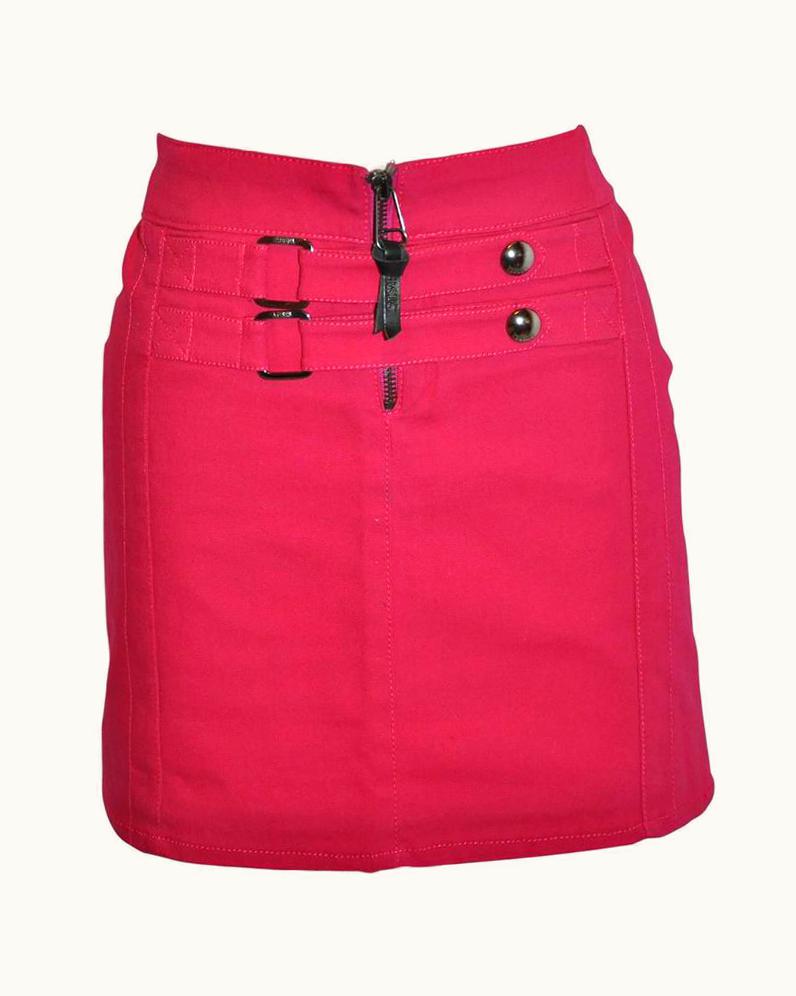 Gianni Versace Couture Gianni Versace Bold Fuchsia Stretch Buckled Detailing Mini Skirt