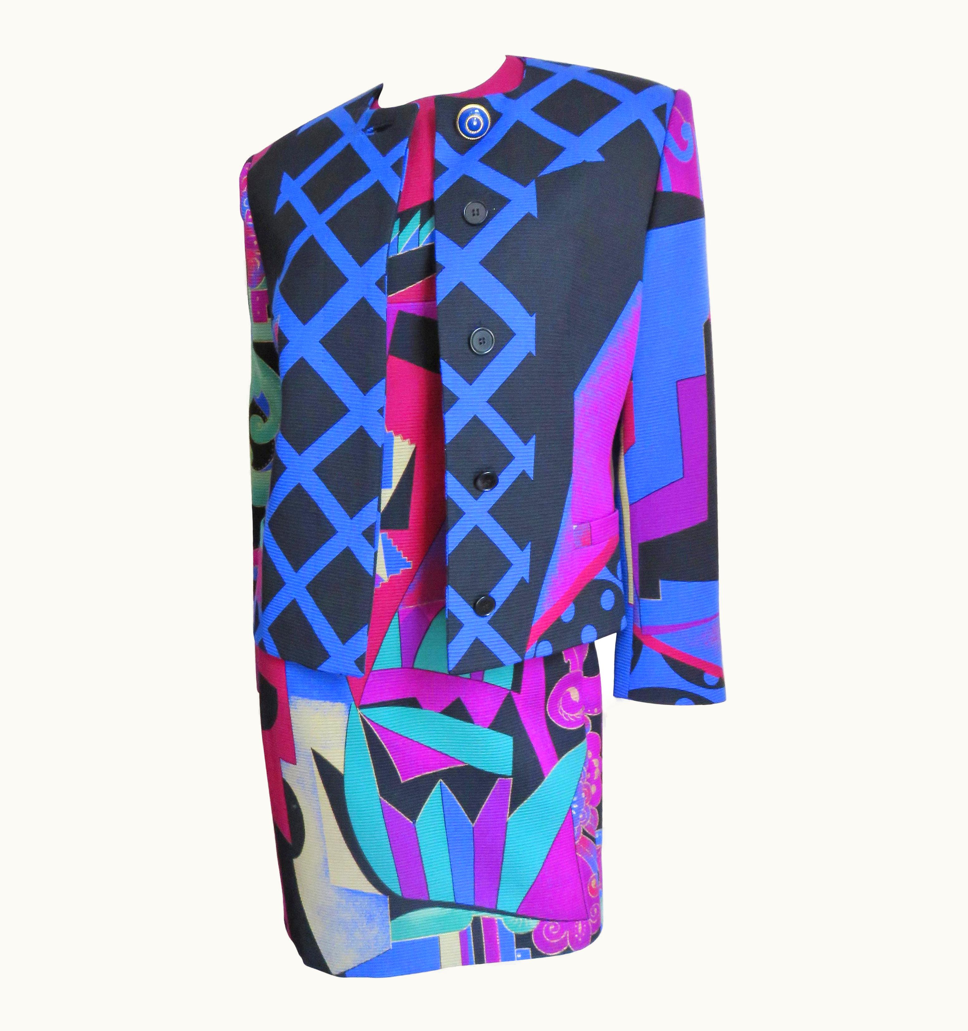 Gianni Versace Couture Gianni Versace Colorful Dress And Jacket AW 1991