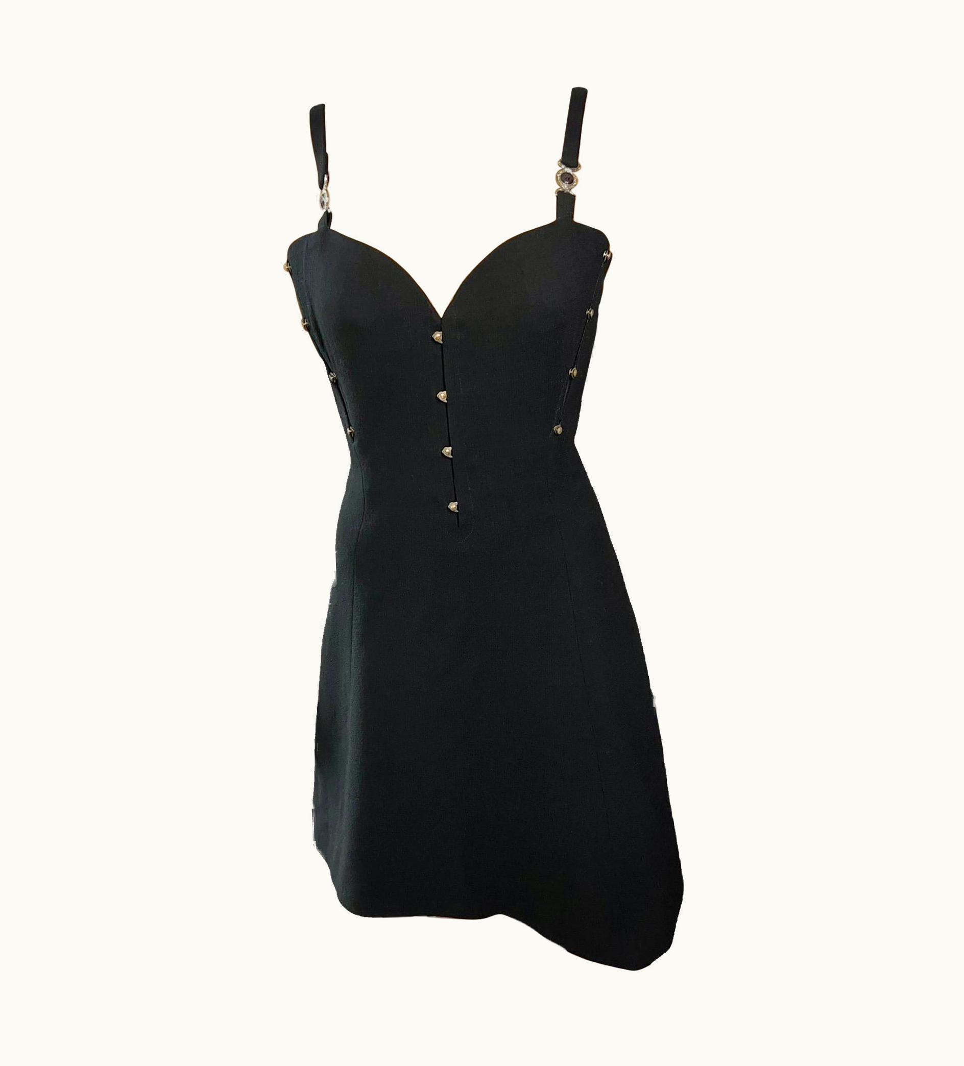 Gianni Versace Couture Gianni Versace S/S 1995 Unworn Vintage Bustier Black Mini Dress