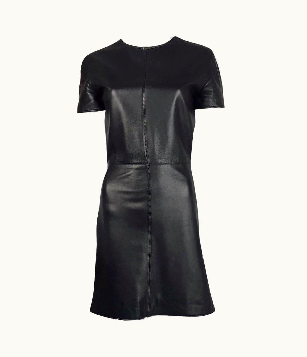 Gianni Versace Couture S/S 1996 Gianni Versace Leather Dress Small S/S Shot By Richard Avedon