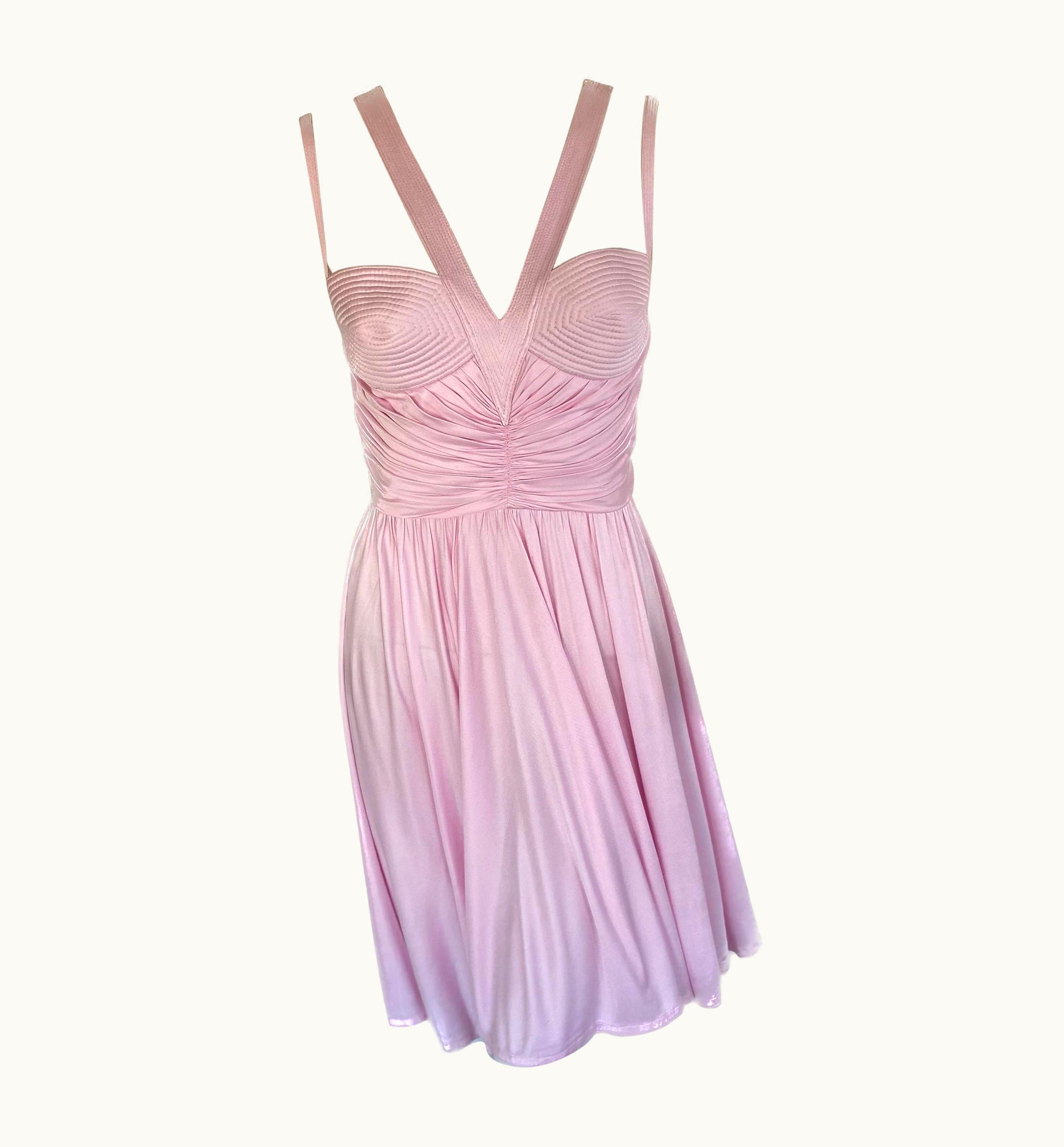 Gianni Versace Couture Gianni Versace 1995 Pink Jersey Runway Dress With Medusa Embellishments