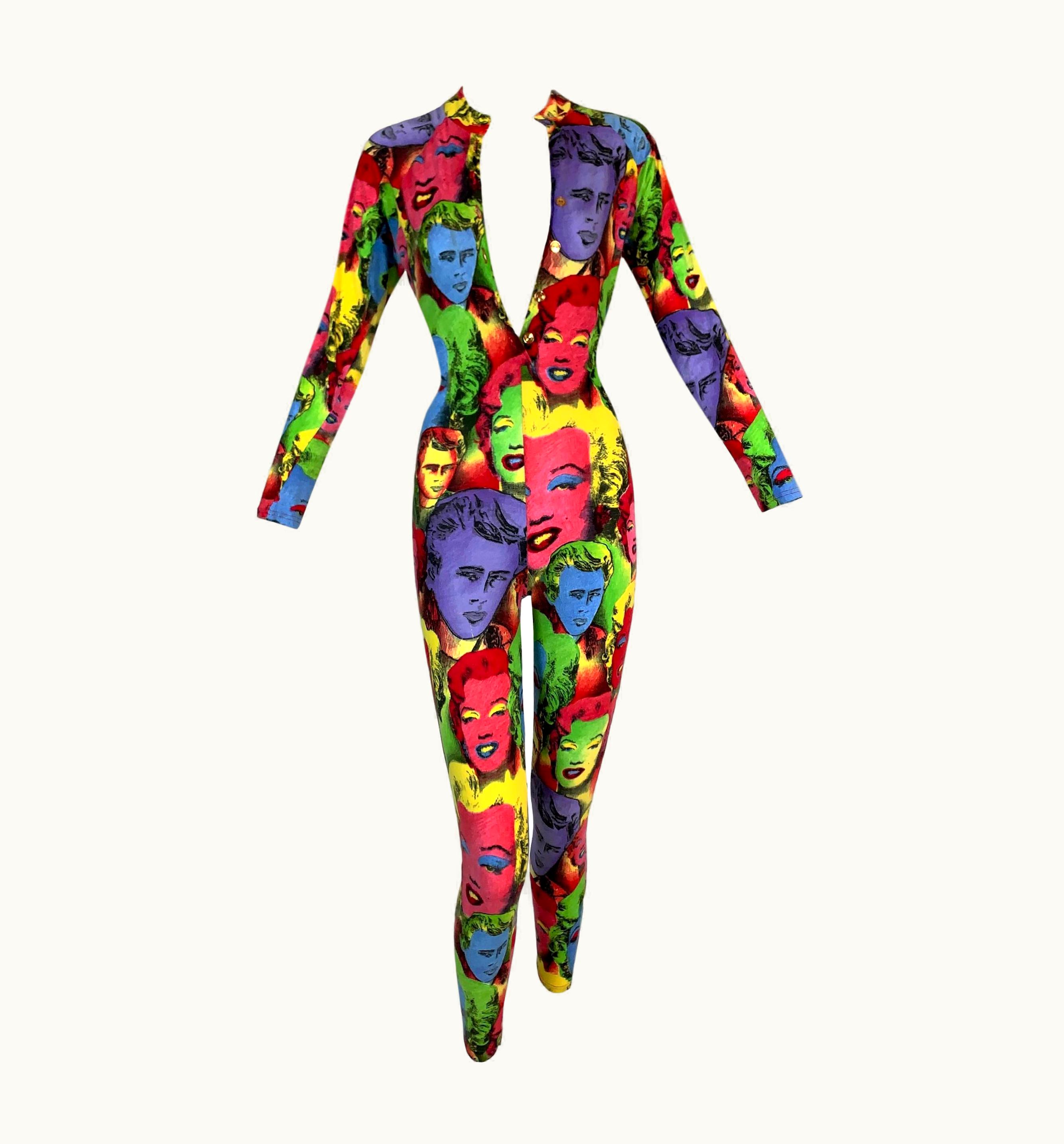 Gianni Versace Couture Vintage 1991 Gianni Versace Andy Warhol Marilyn Monroe Jumpsuit Catsuit Romper