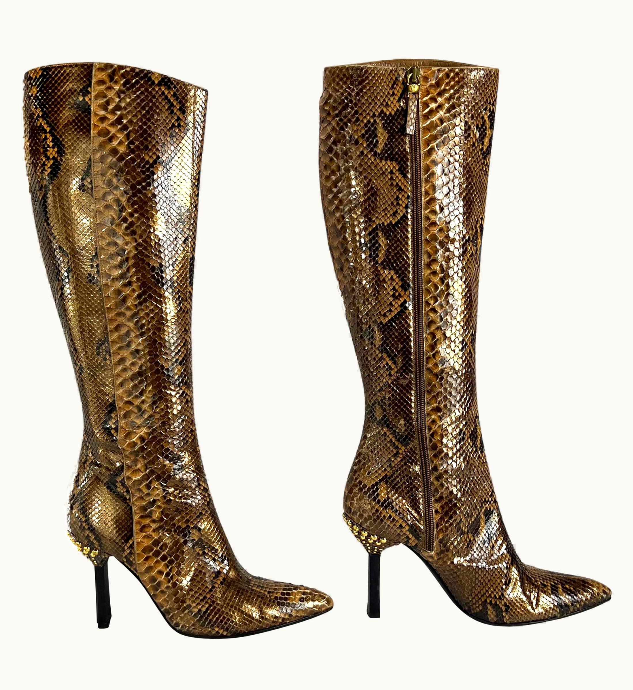 Gianni Versace Couture AW 1999 Gianni Versace By Donatella Metallic Python Heel Boots