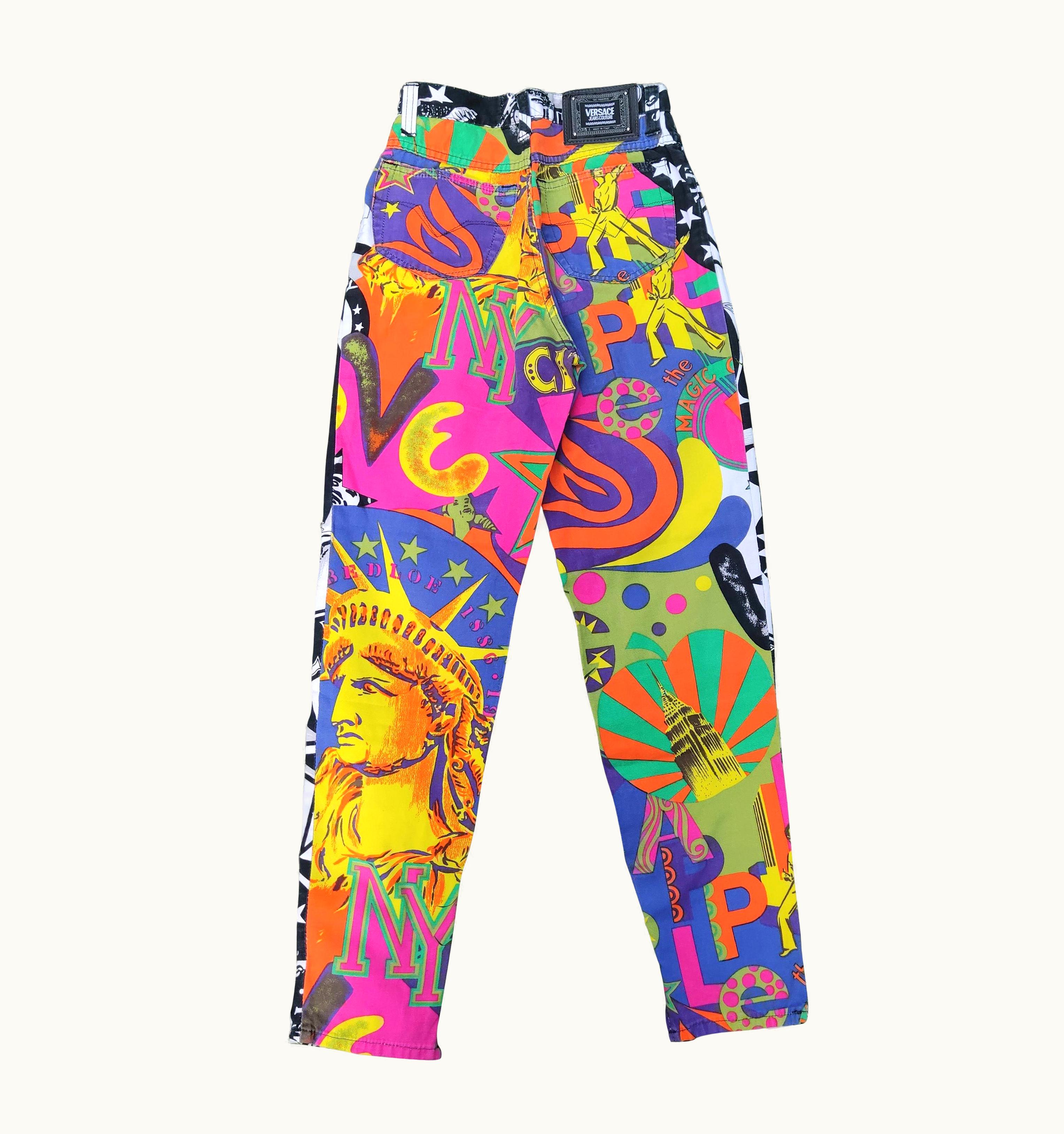 Gianni Versace Couture Gianni Versace Jeans Couture 90s Manhattan York City Graffiti Pants