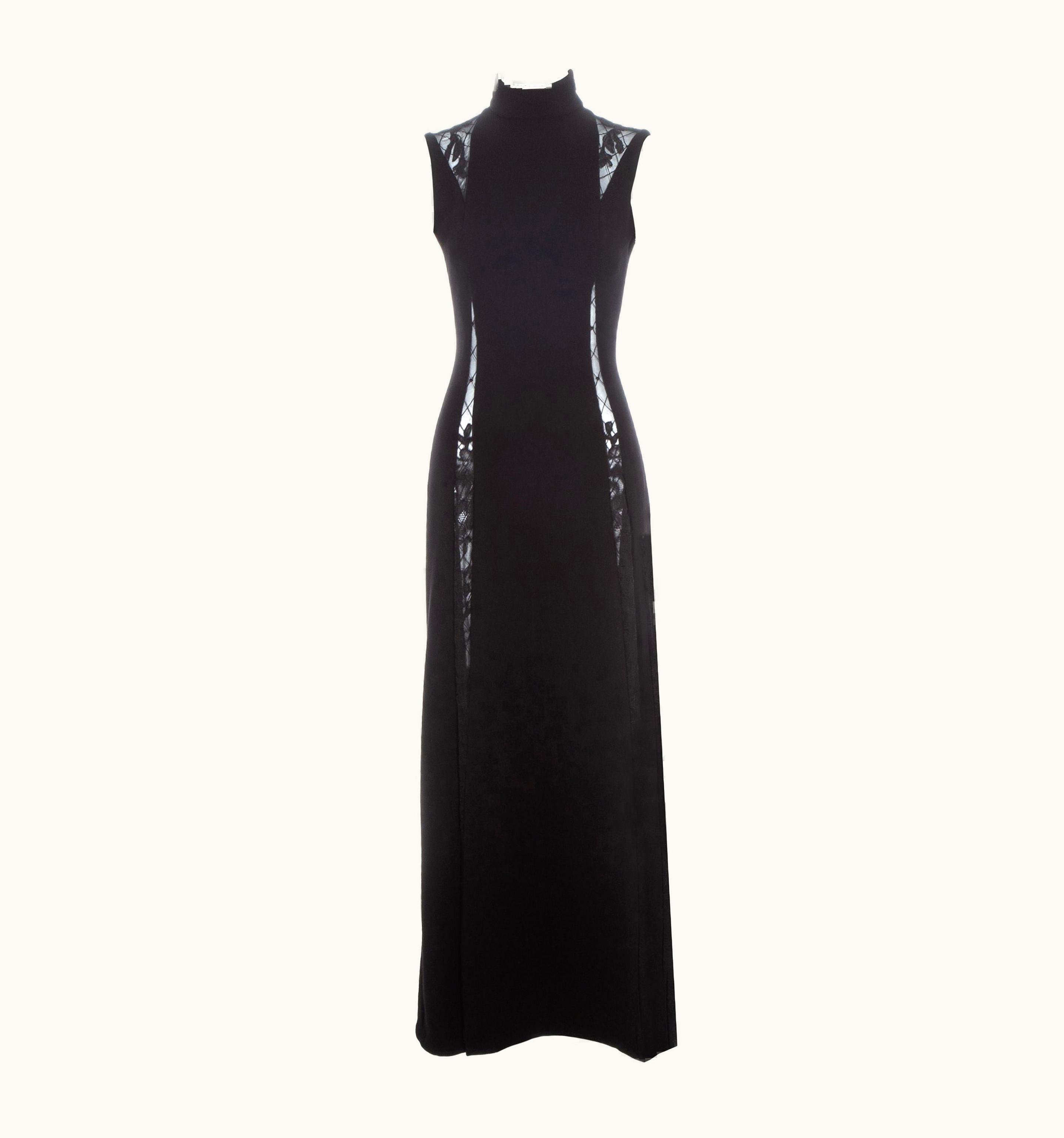 Gianni Versace Couture Gianni Versace Black Maxi Dress With Lace Cut Outs, AW 1993