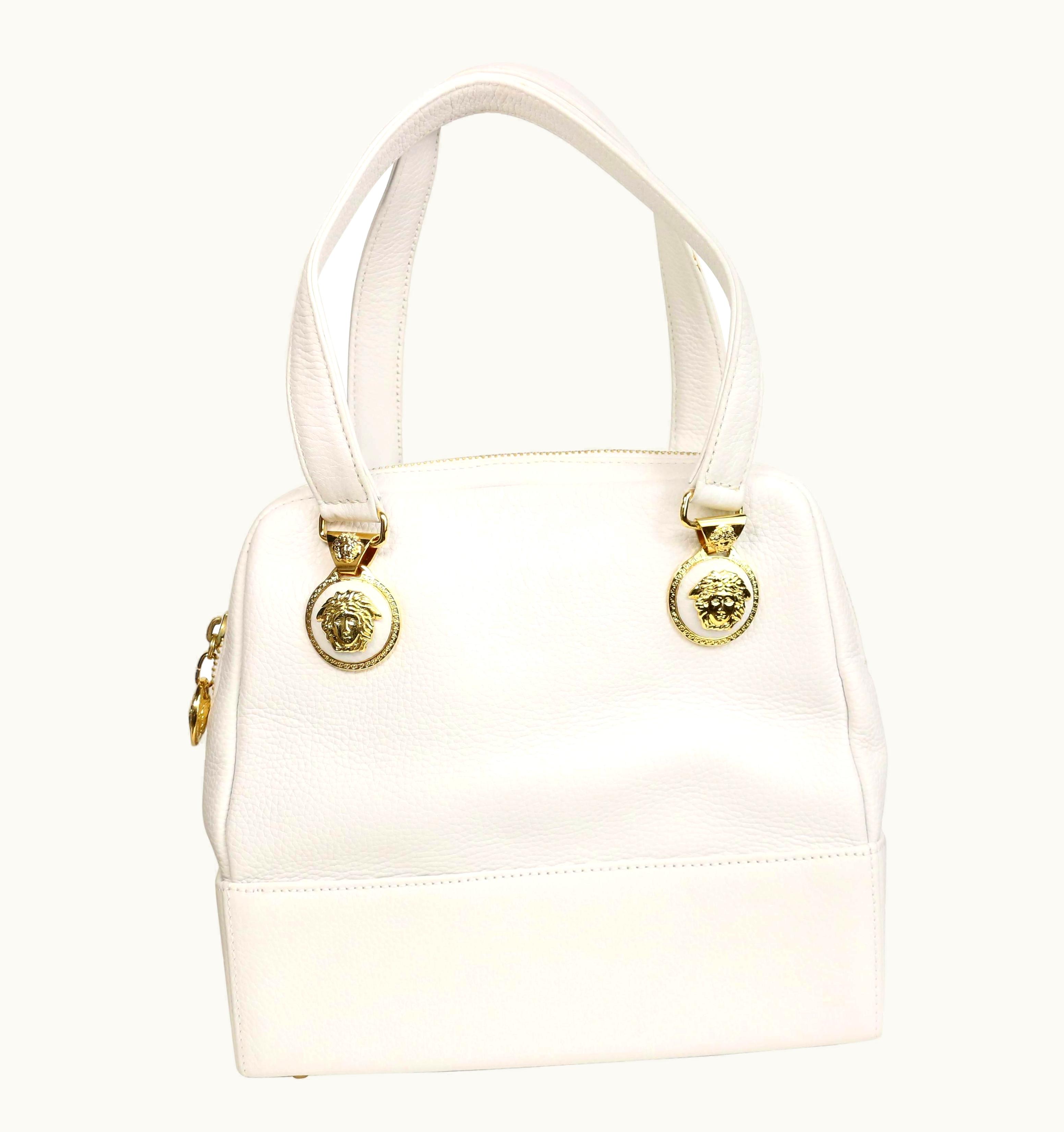 Gianni Versace Couture 90s Gianni Versace Couture White Leather With Gold Toned Medusa Handbag