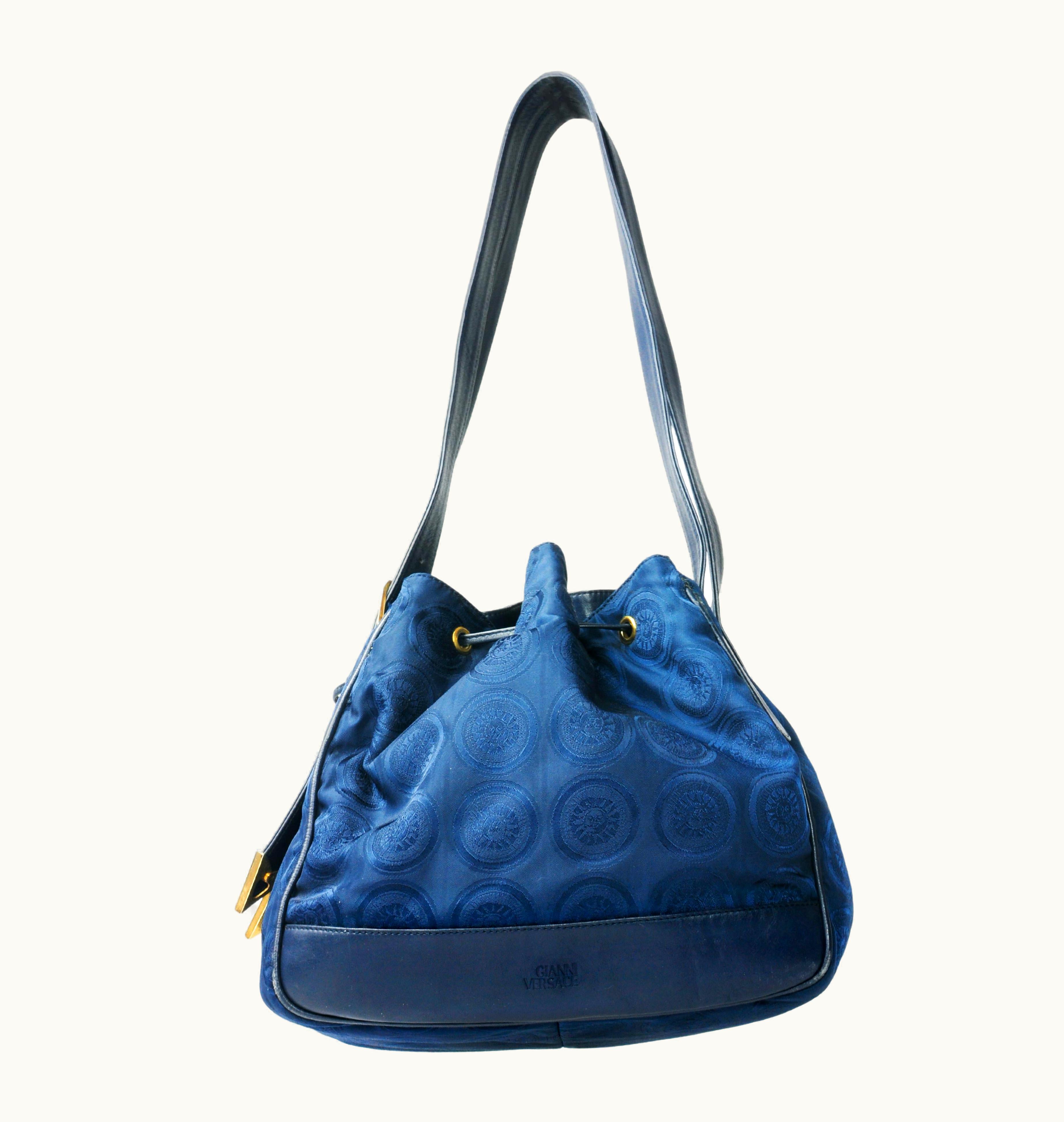 Gianni Versace Couture Gianni Versace Shoulder Bucket Bag With Sun Print Western Medusa Details 1990s UZ0578164