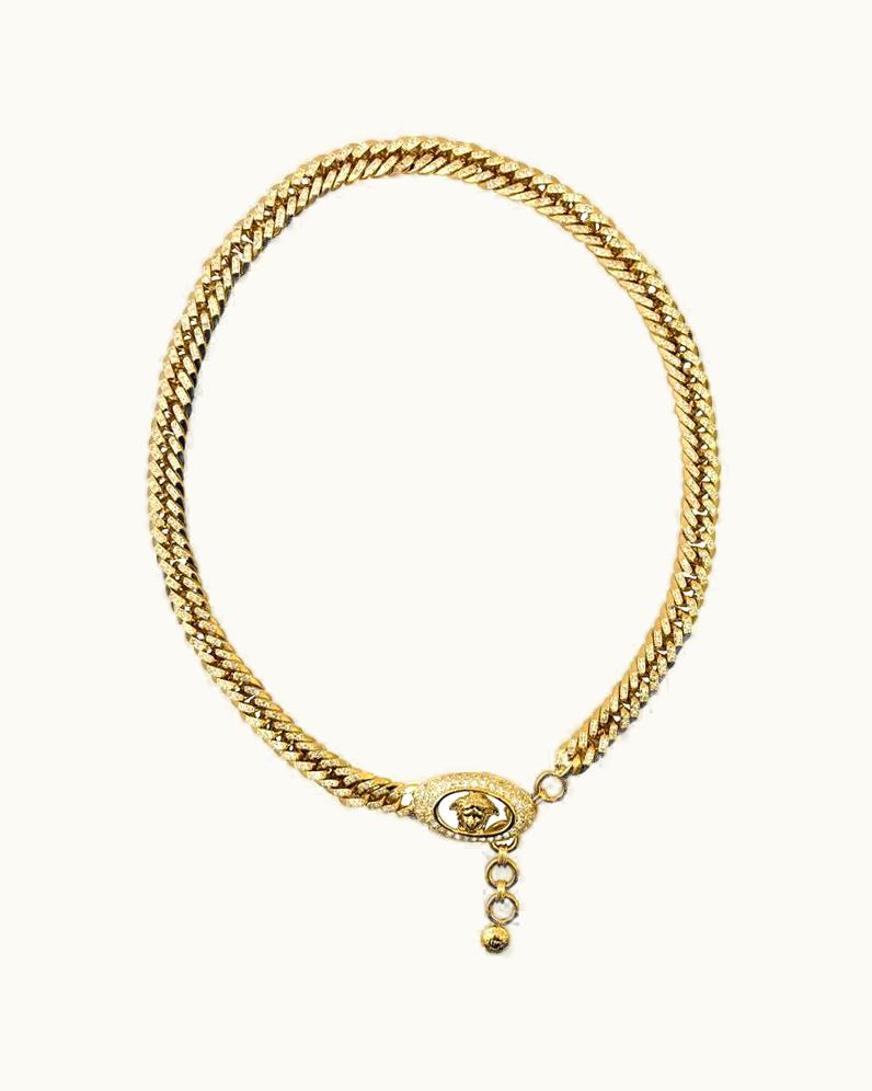 Gianni Versace Couture 1990s Gianni Versace Curb Chain Medusa Head Belt With Rhinestones