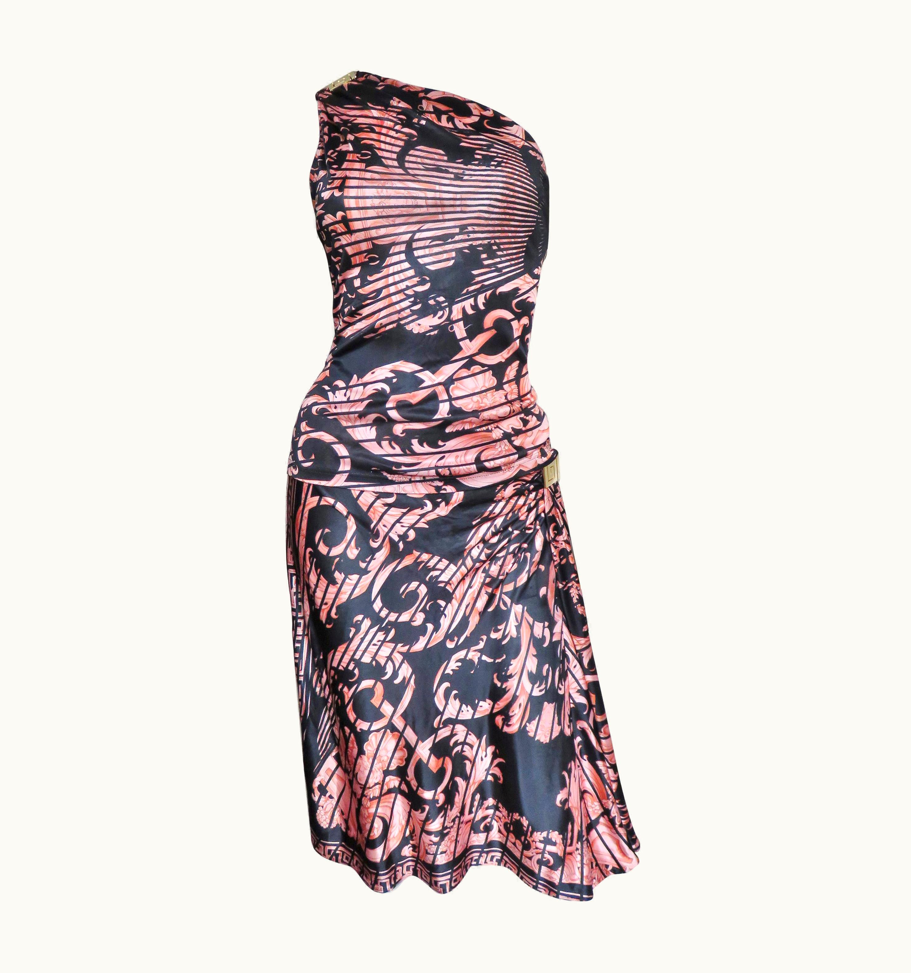 Gianni Versace Couture Gianni Versace Silk Skirt And Top Set With Hardware