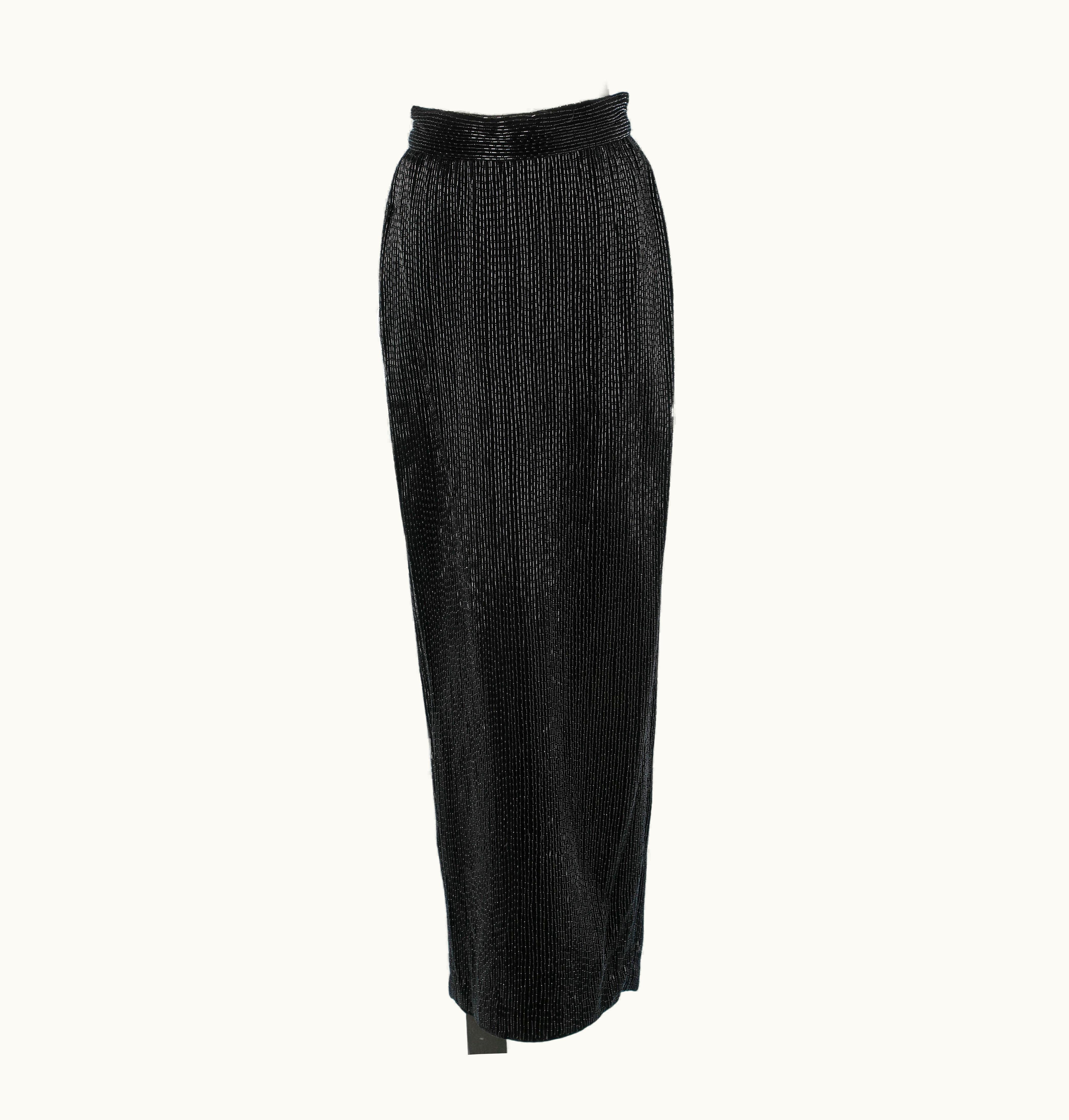 Gianni Versace Couture Long Evening Pencil Black Skirt Fully Embroidered Gianni Versace