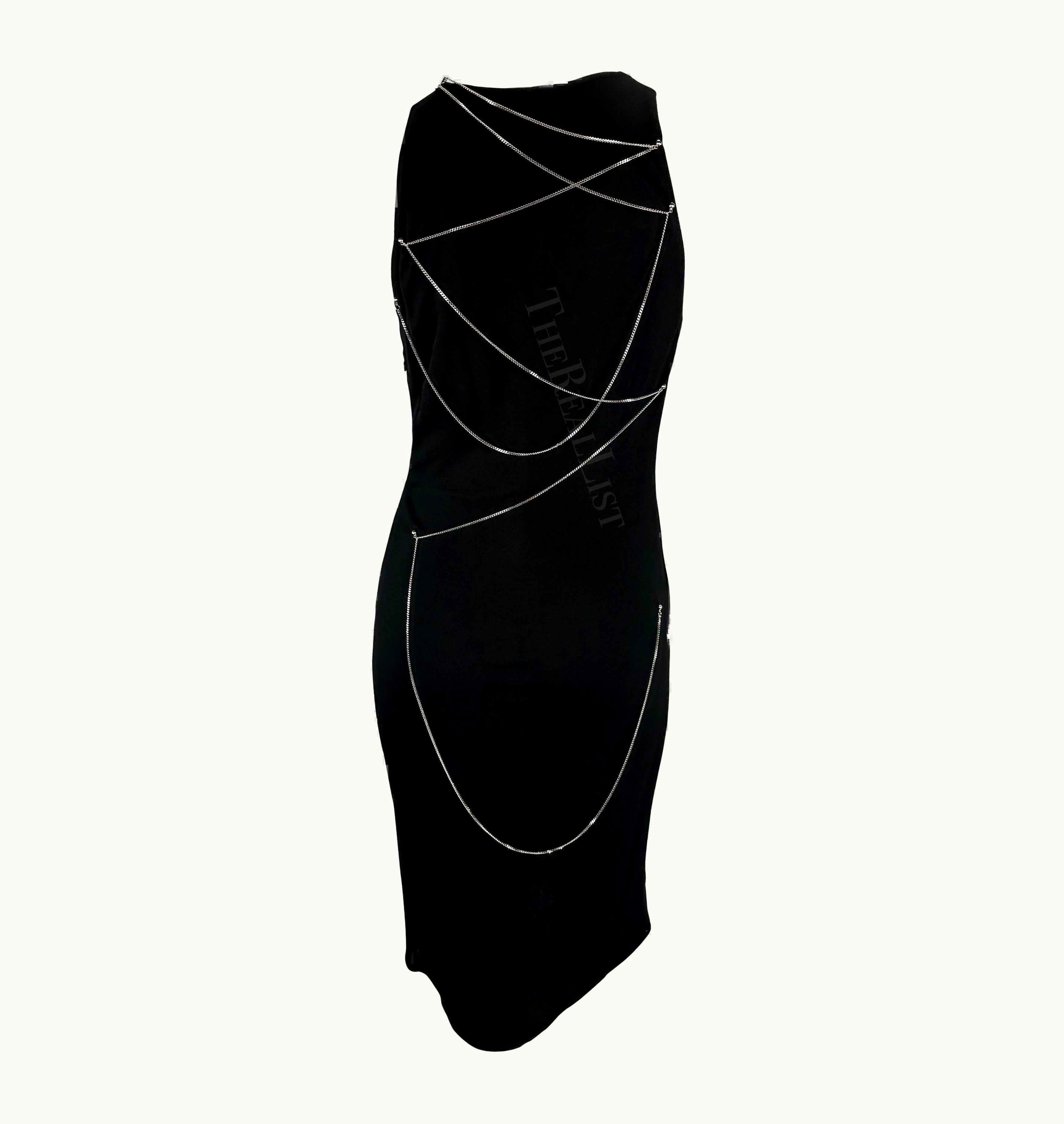 Gianni Versace Couture 1999 Gianni Versace By Donatella Black Chain Bodycon Stretch Knit Dress