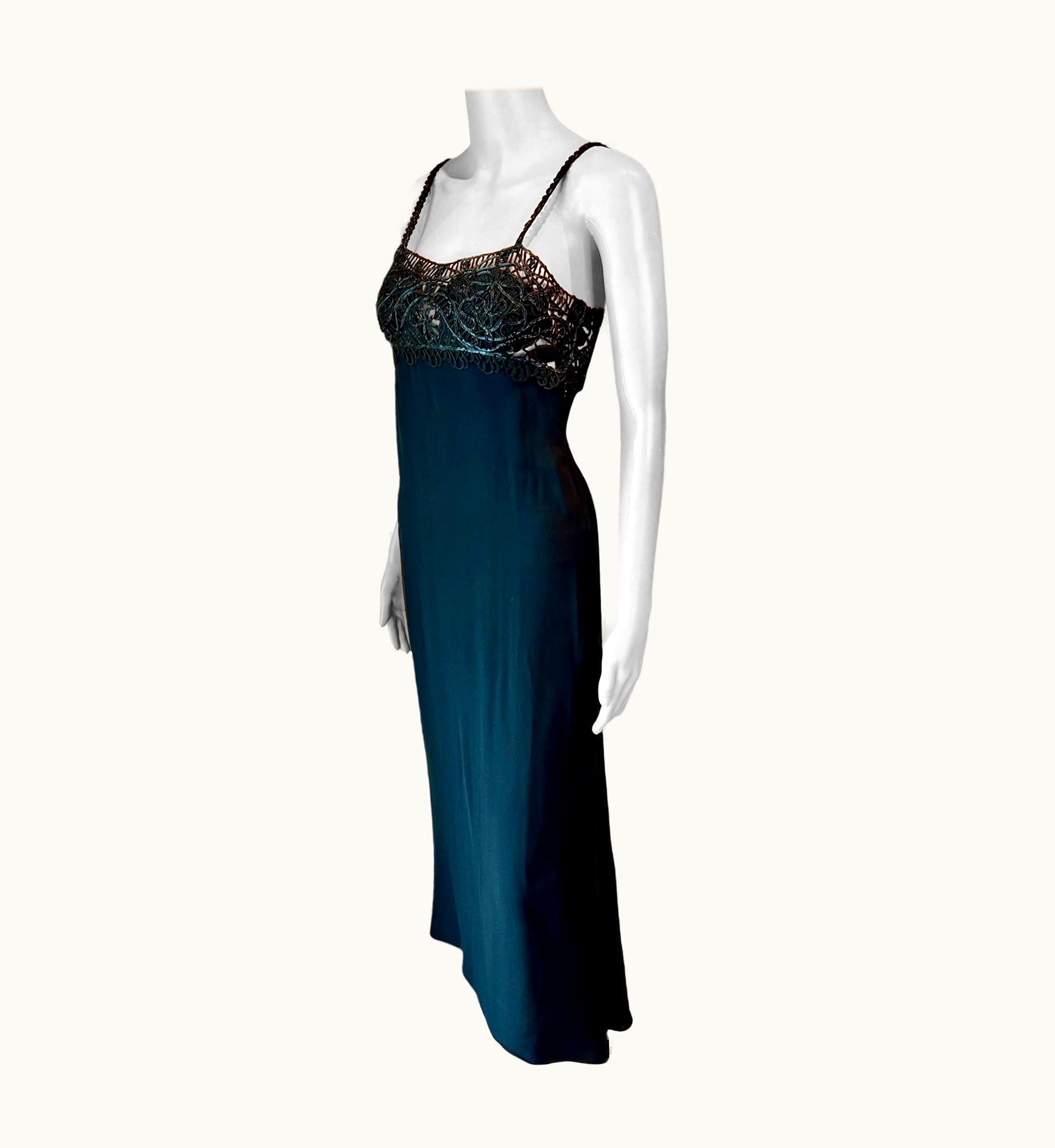 Gianni Versace Couture Gianni Versace S/S 1997 Runway Embroidered Lace Black Evening Dress Gown