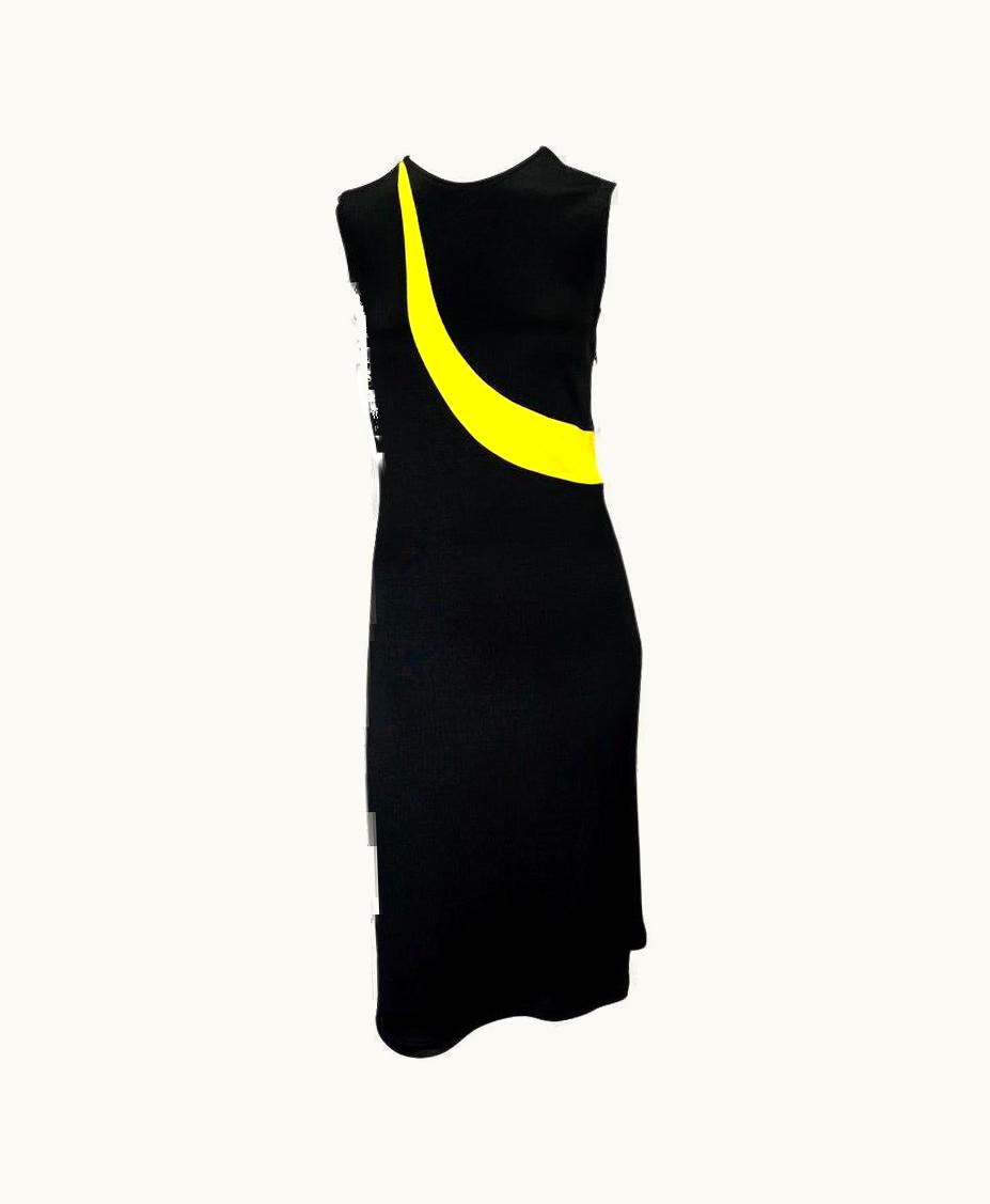 Gianni Versace Couture 1997 Gianni Versace Knit Black Dress With Blue And Yellow Stripe