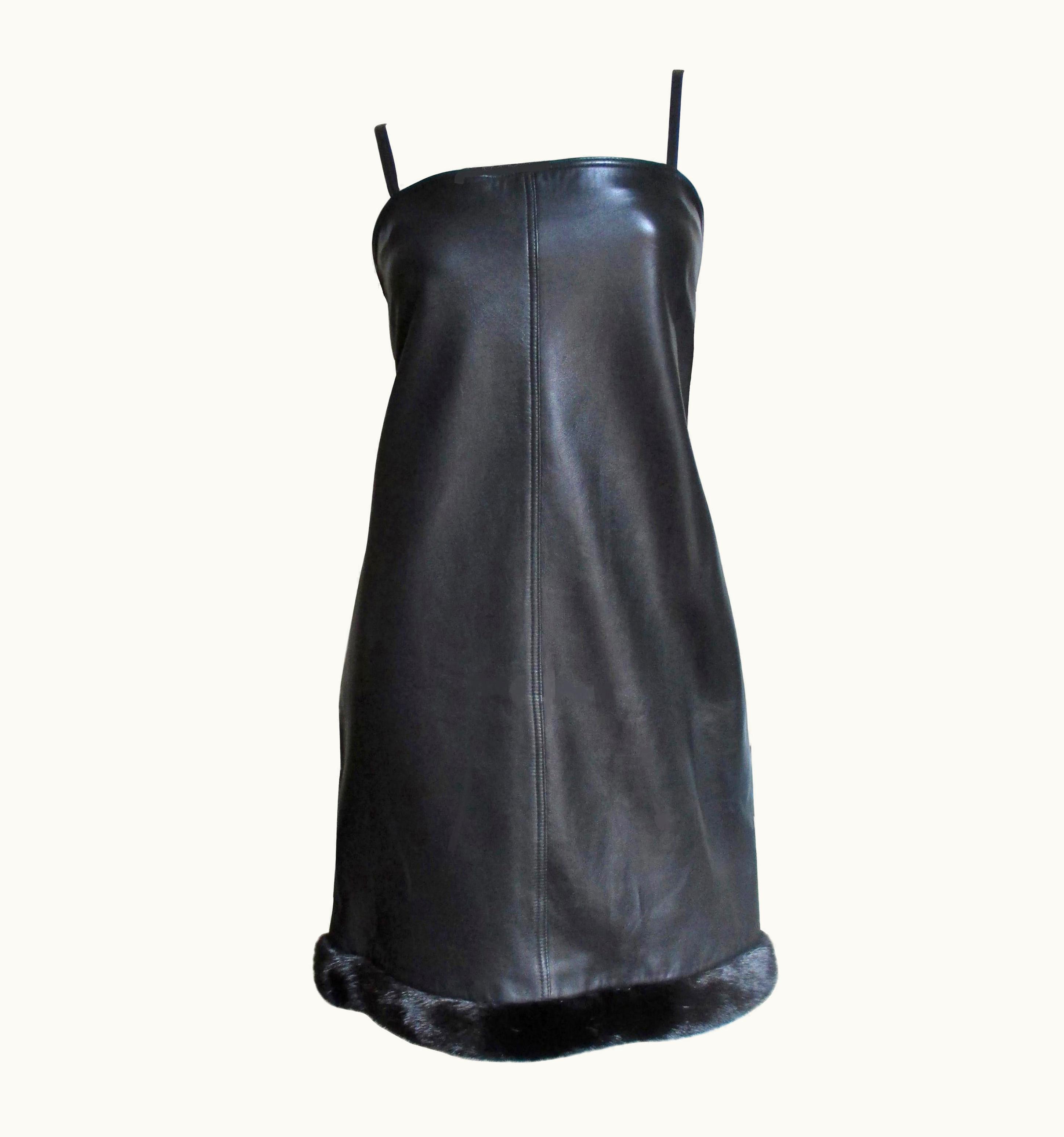 Gianni Versace Couture Gianni Versace Leather Dress With Mink Hem AW 1997