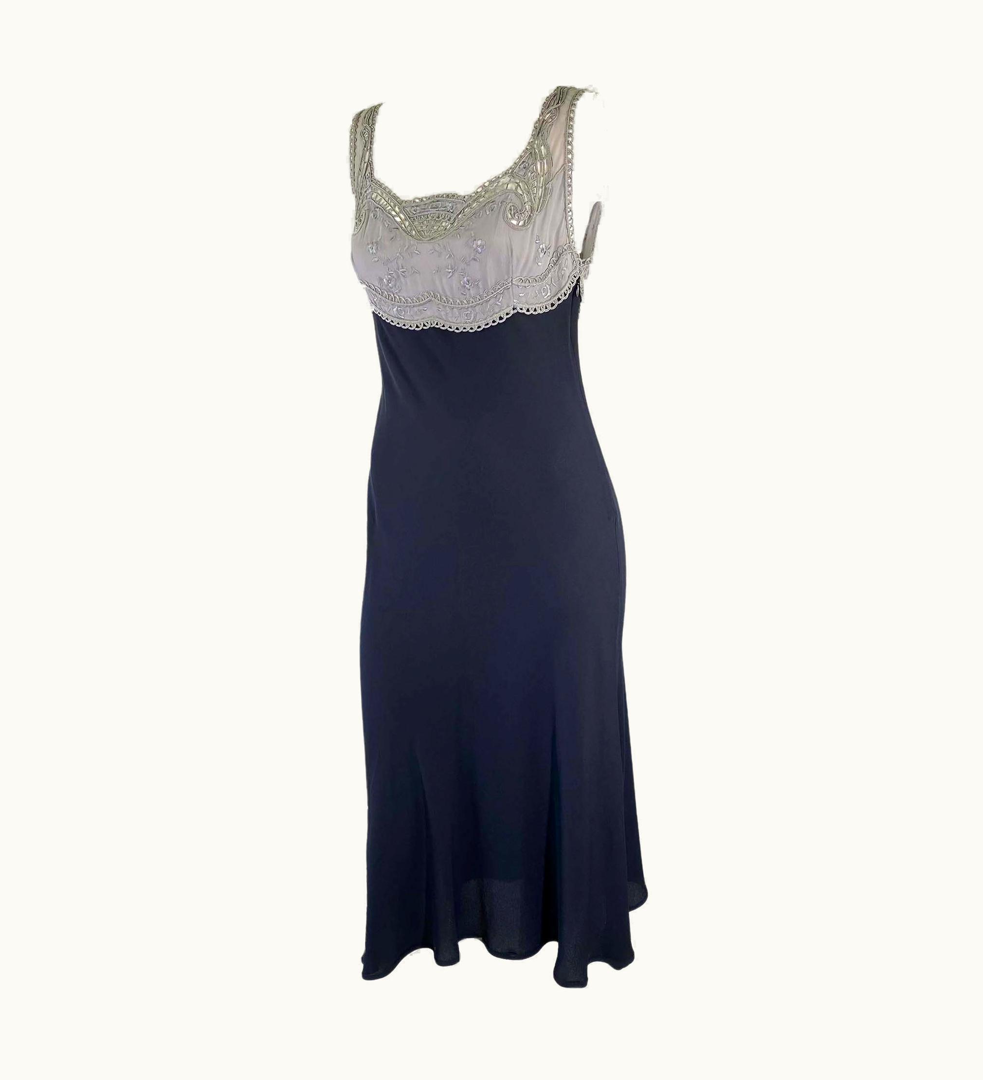 Gianni Versace Couture S/S 1997 Gianni Versace Couture Runway Grey Lace Embroidered Dress