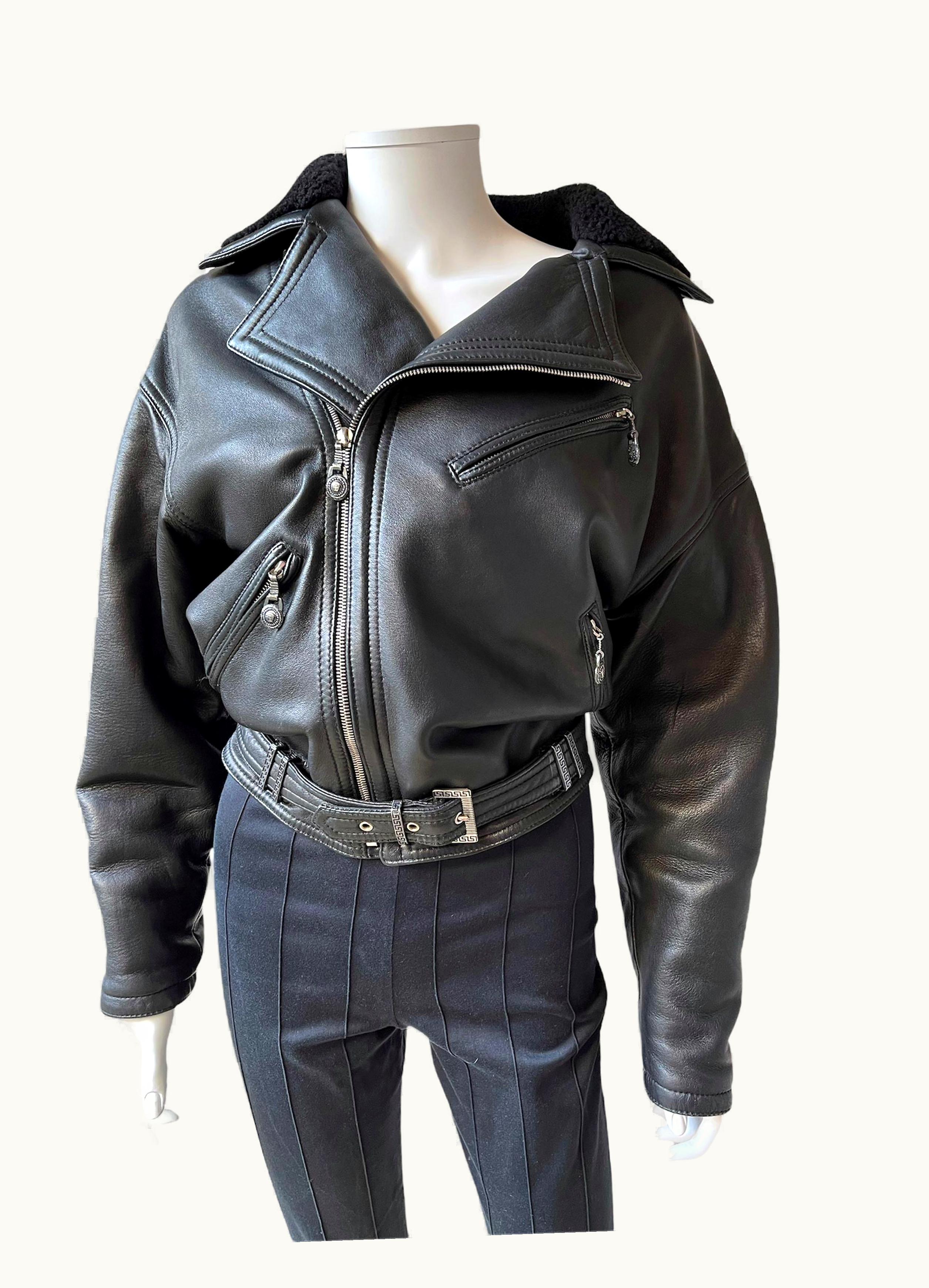 Gianni Versace Couture 1990s Gianni Versace Leather Jacket Vintage Biker Jacket From AW 1994 Runway