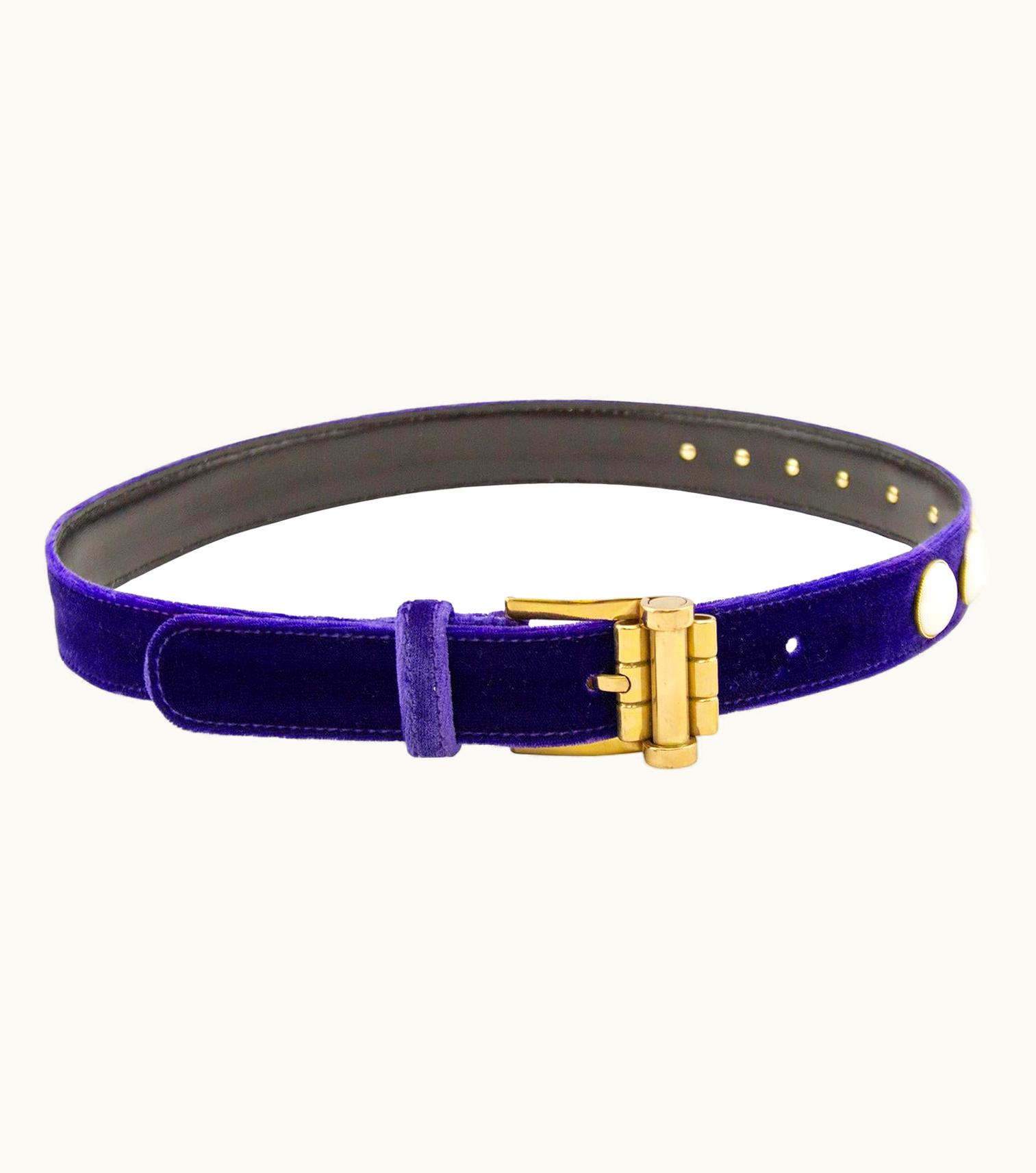 Gianni Versace Couture 1990s Gianni Versace Purple Velvet And Pearl Belt