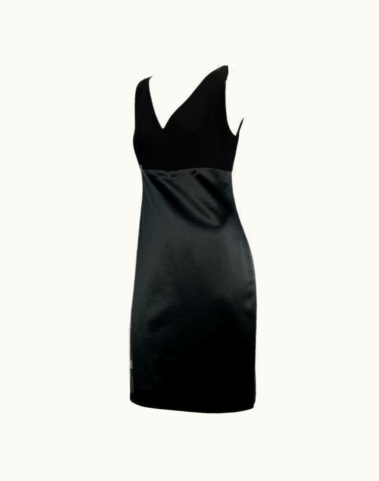 Gianni Versace Couture AW 1995 Gianni Versace Couture Black Satin Skirt Bodycon Sleeveless Dress